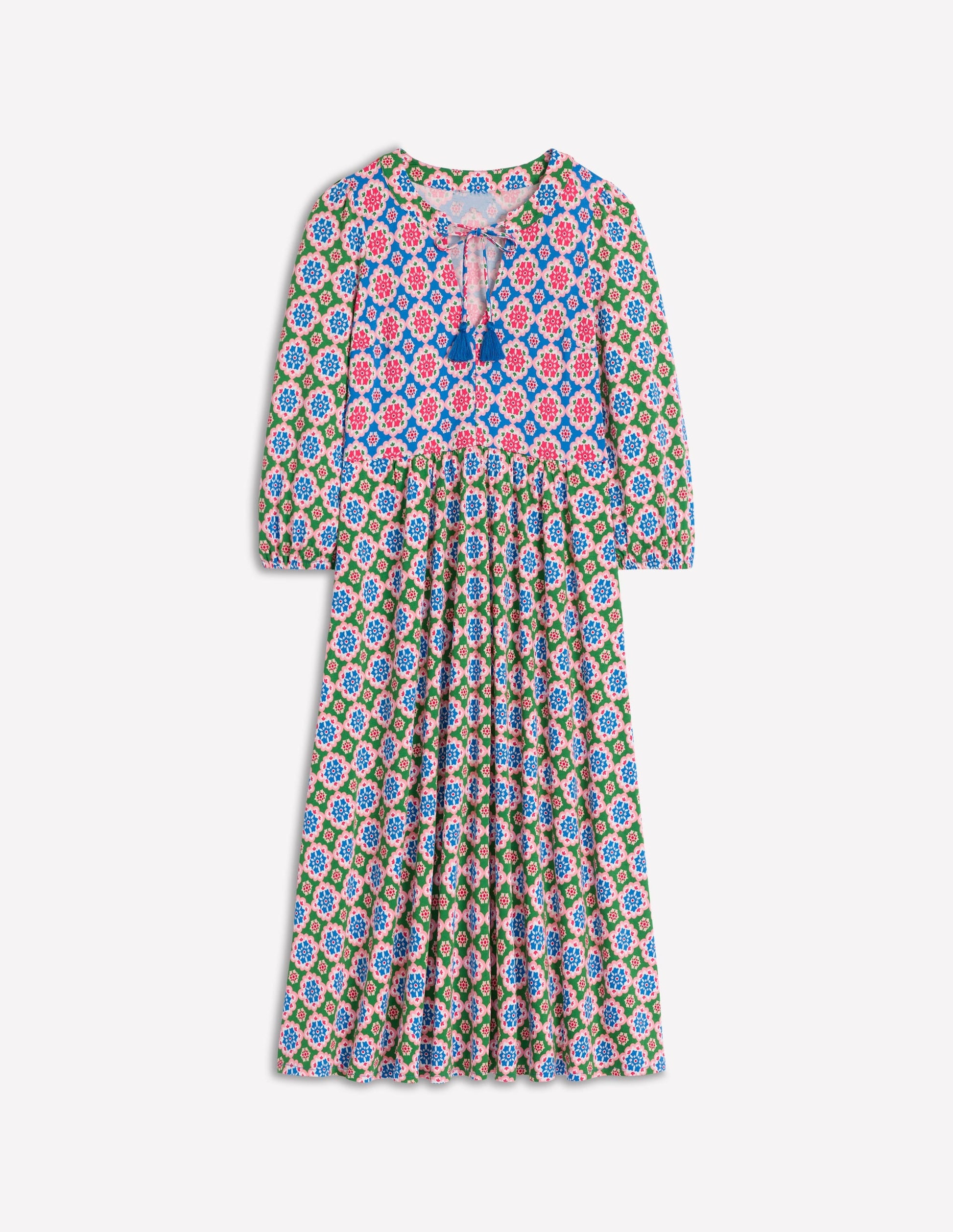 Notch Neck Midi Dress-Multi, Bloom Geo-5