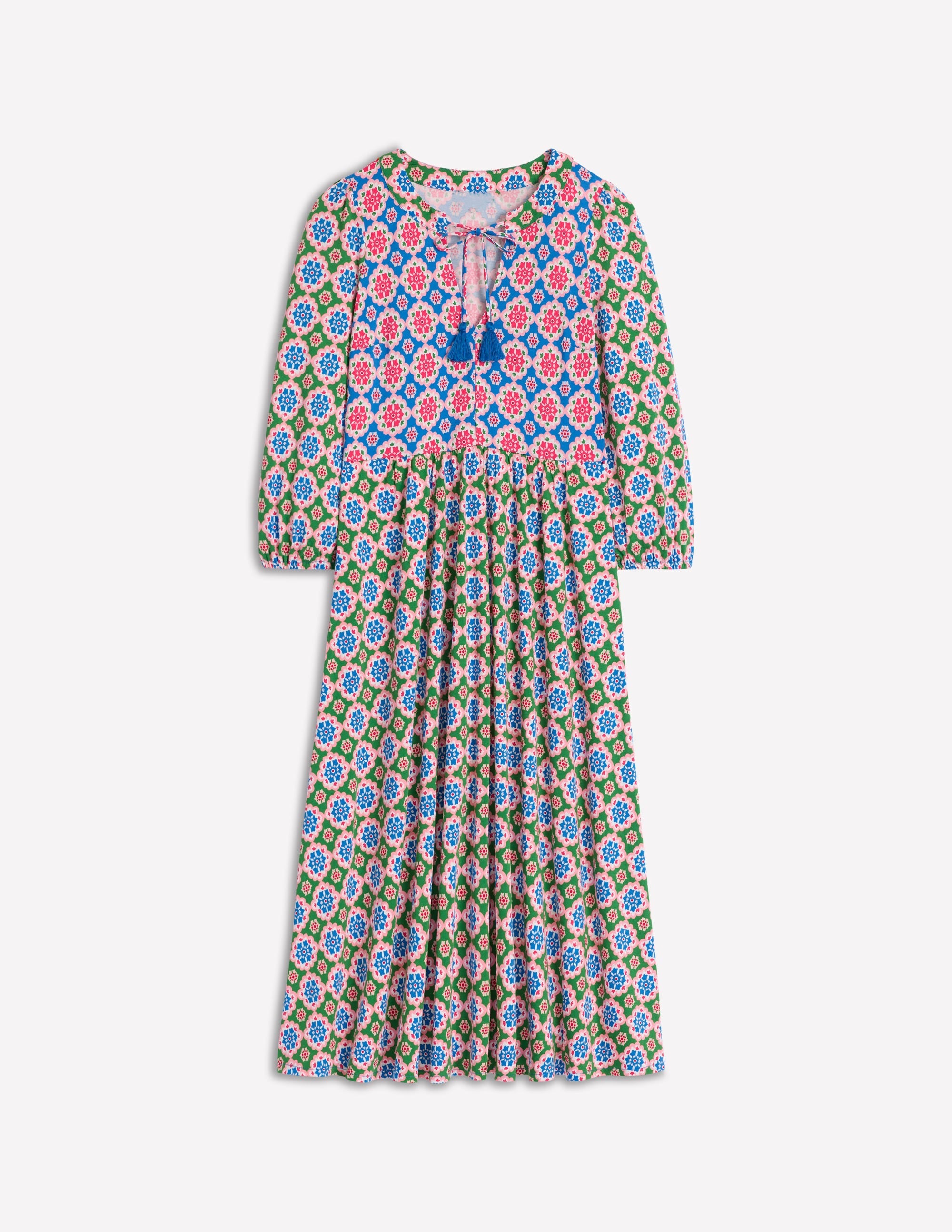 Notch Neck Midi Dress-Multi, Bloom Geo - Image 5