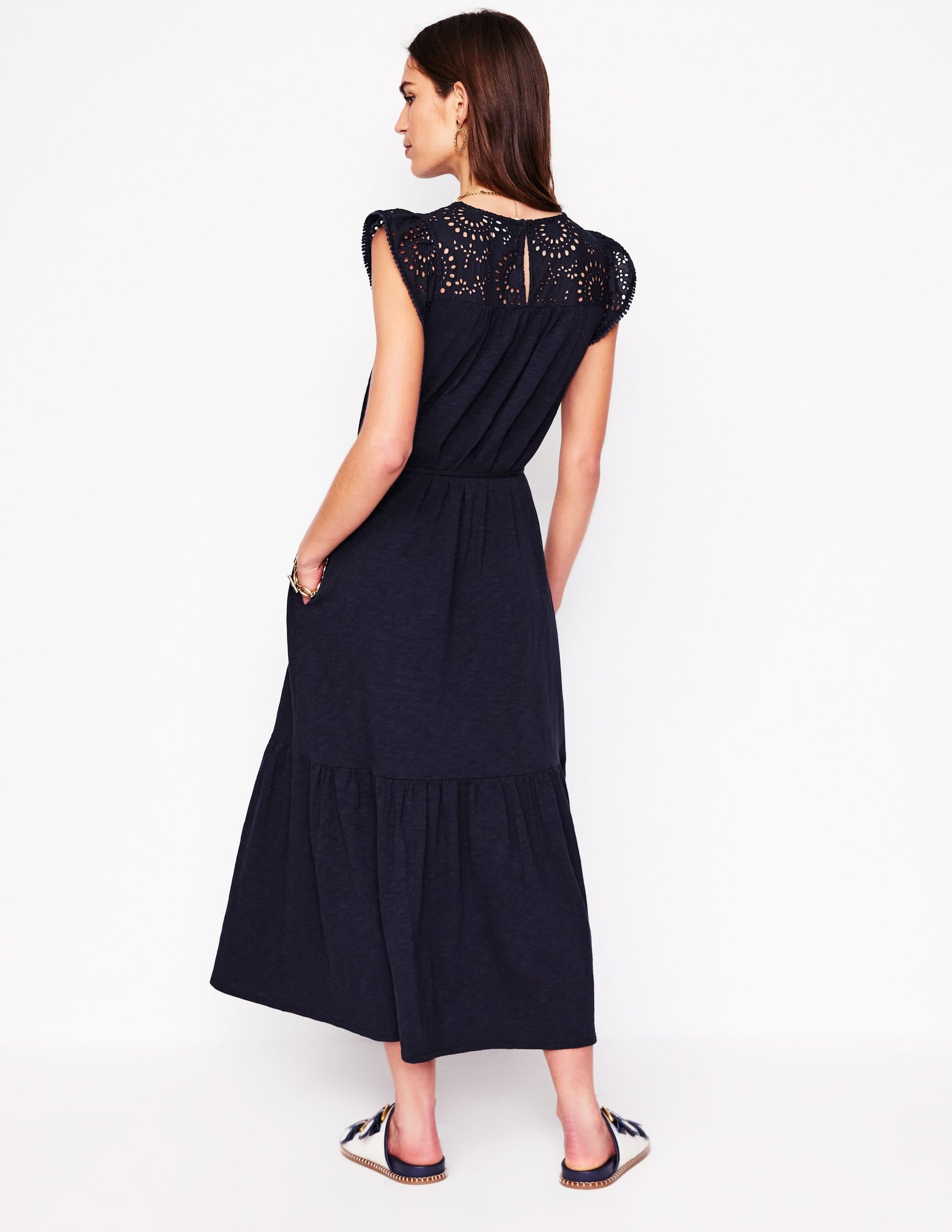 Juliet Broderie Midi Dress-Navy-3
