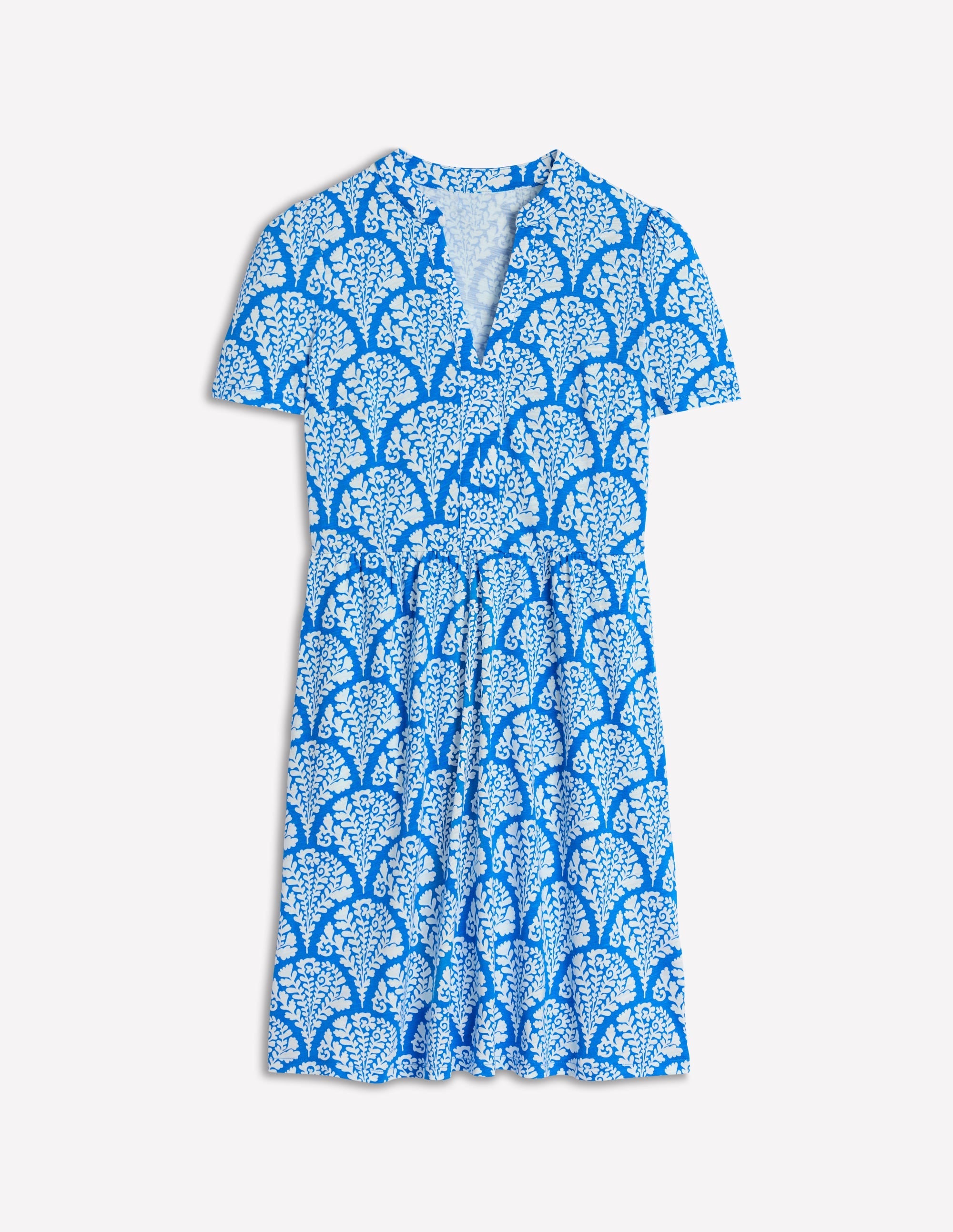 Naomi Short Sleeve Dress-Cerulean Blue, Blossomy - Image 5