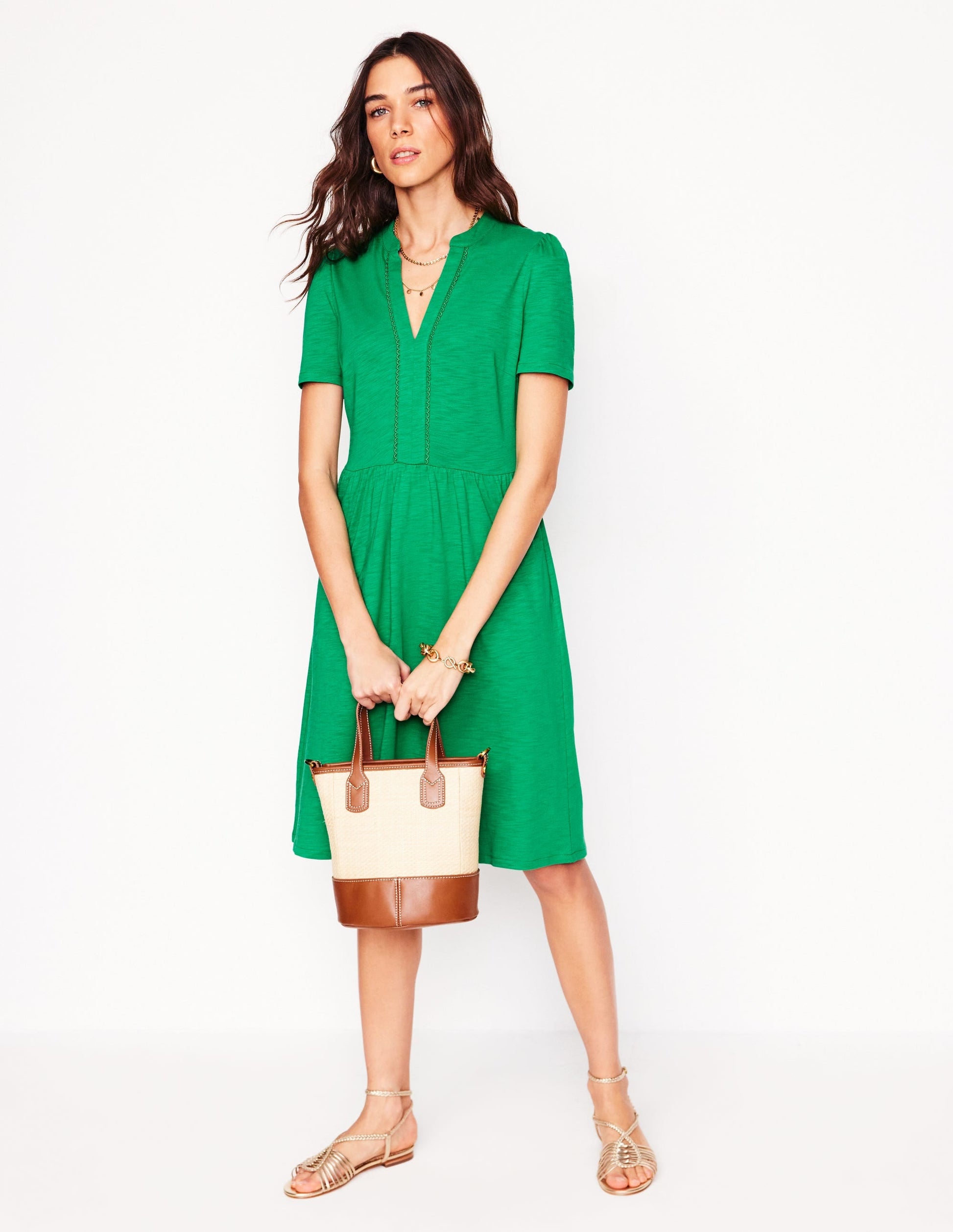Naomi Short Sleeve Dress-Rich Emerald-1