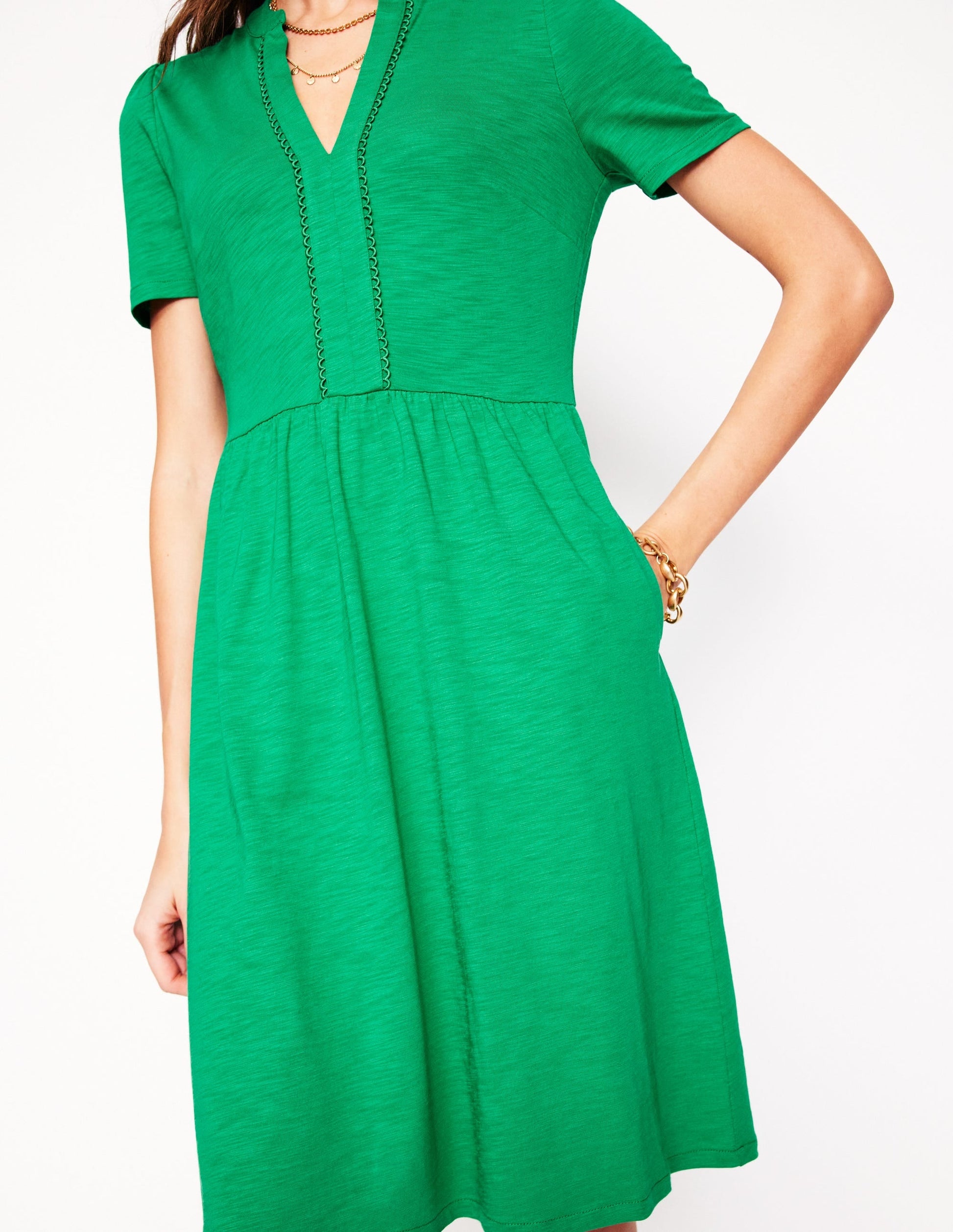 Naomi Short Sleeve Dress-Rich Emerald-2