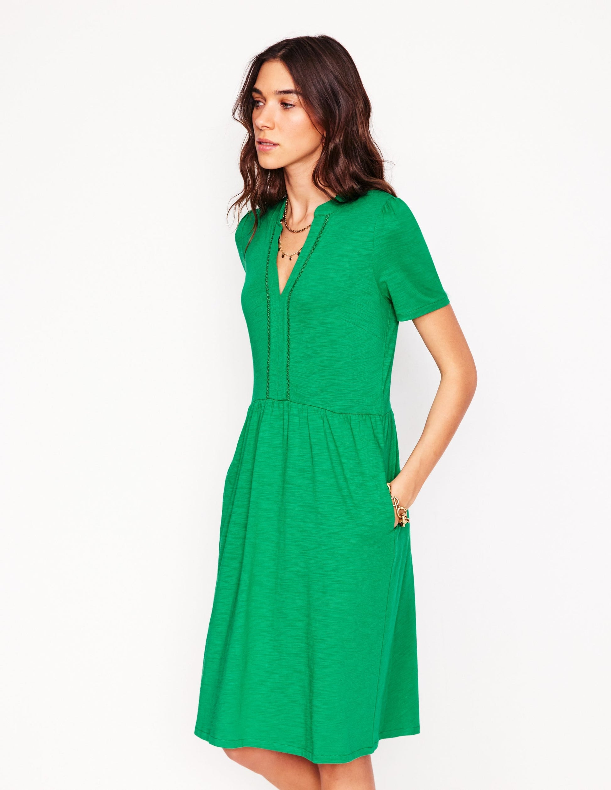 Naomi Short Sleeve Dress-Rich Emerald-4