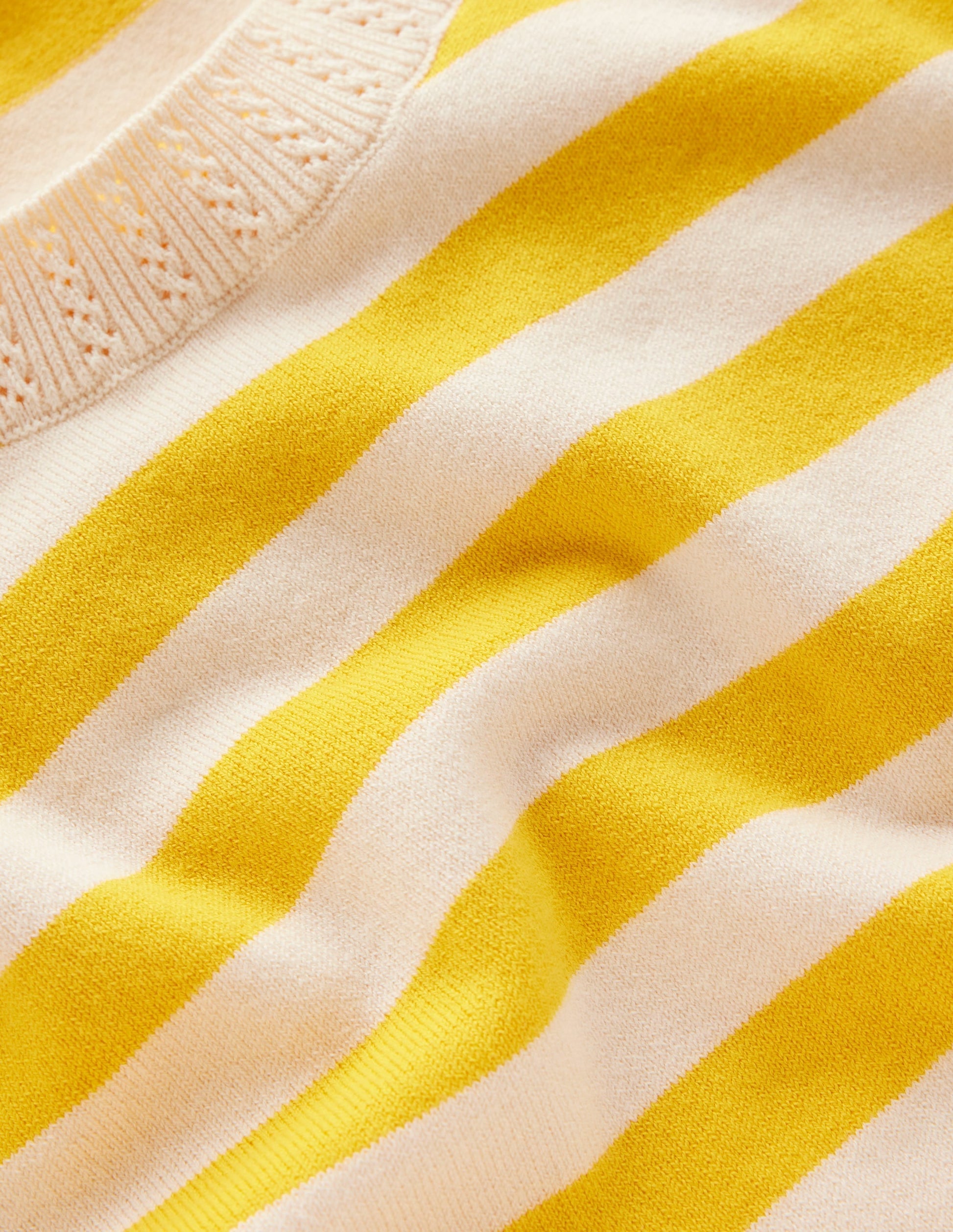 Emilia Cotton Crew T-shirt-Yellow and Ivory Stripe-8