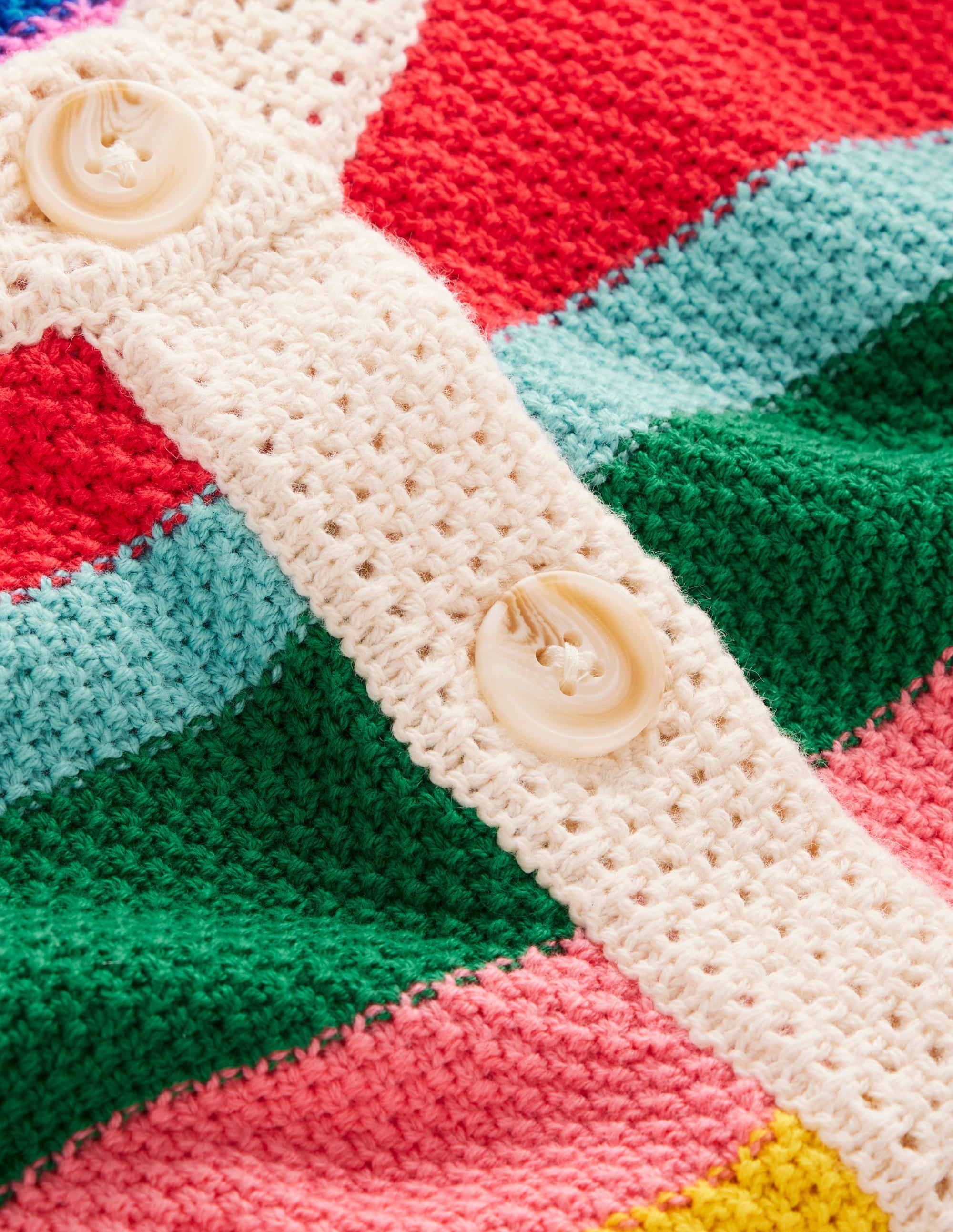 Callie Crochet Trim Cardigan-Bright Rainbow Stripe Large - Image 11