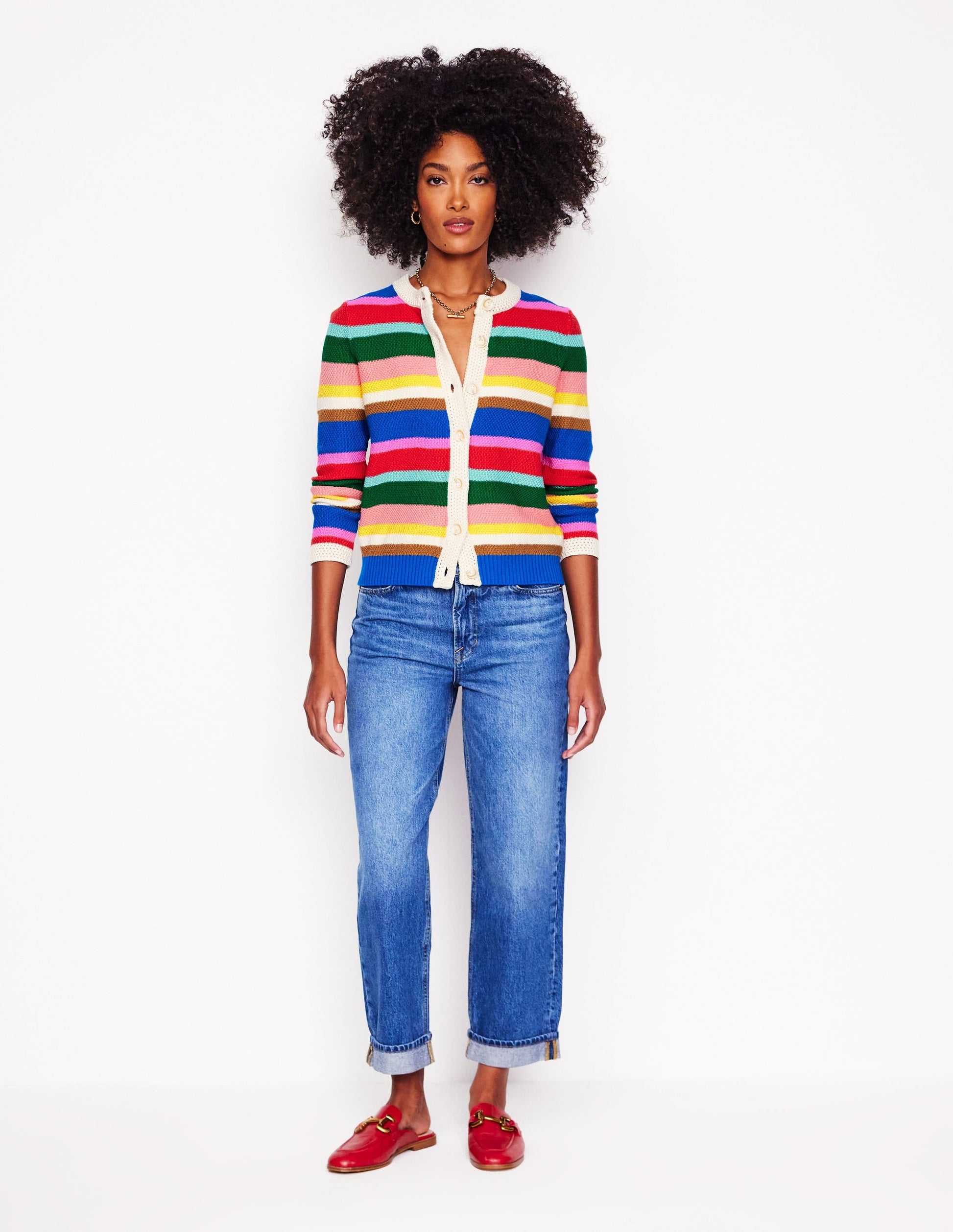 Callie Crochet Trim Cardigan-Bright Rainbow Stripe Large-6