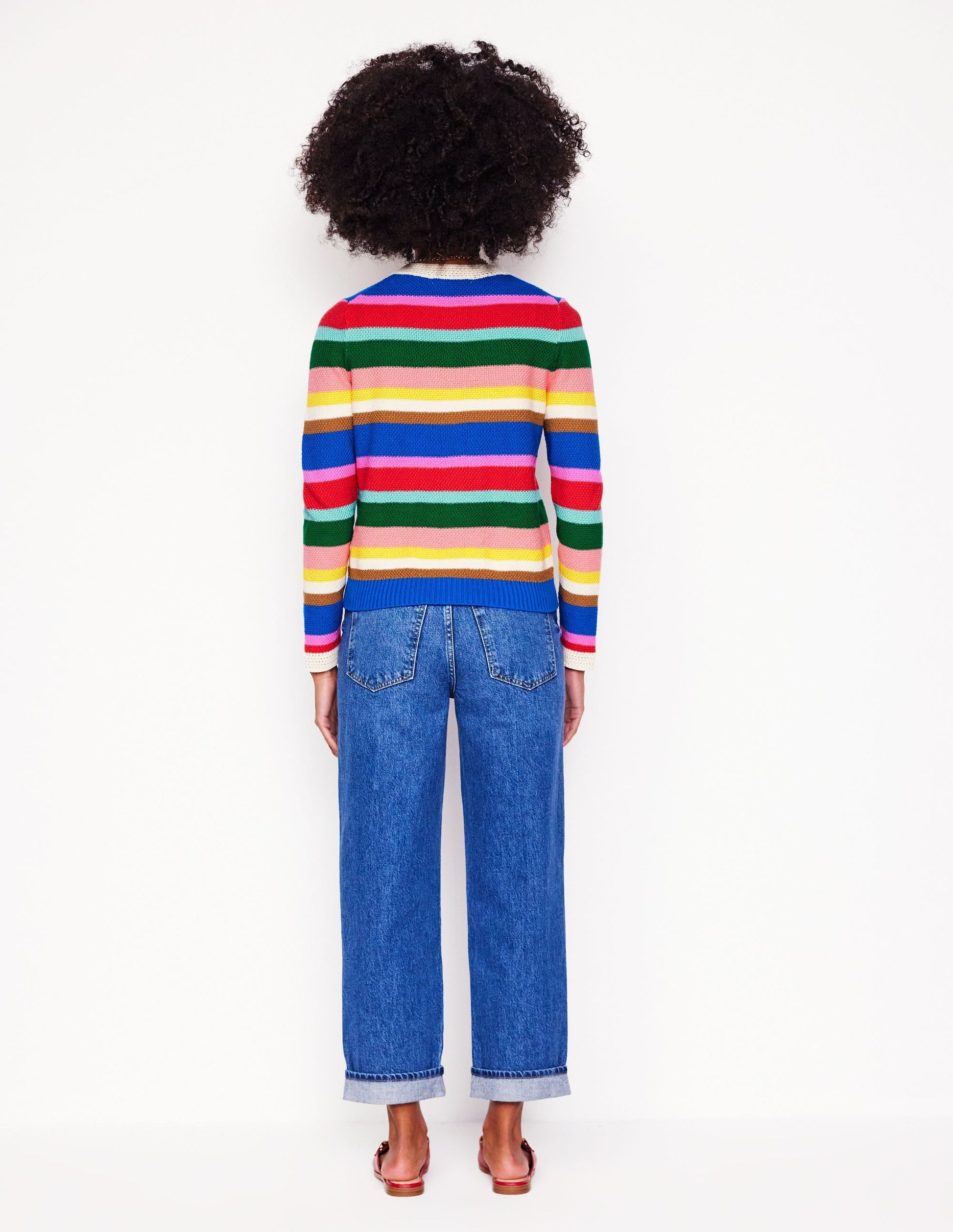 Callie Crochet Trim Cardigan-Bright Rainbow Stripe Large-7