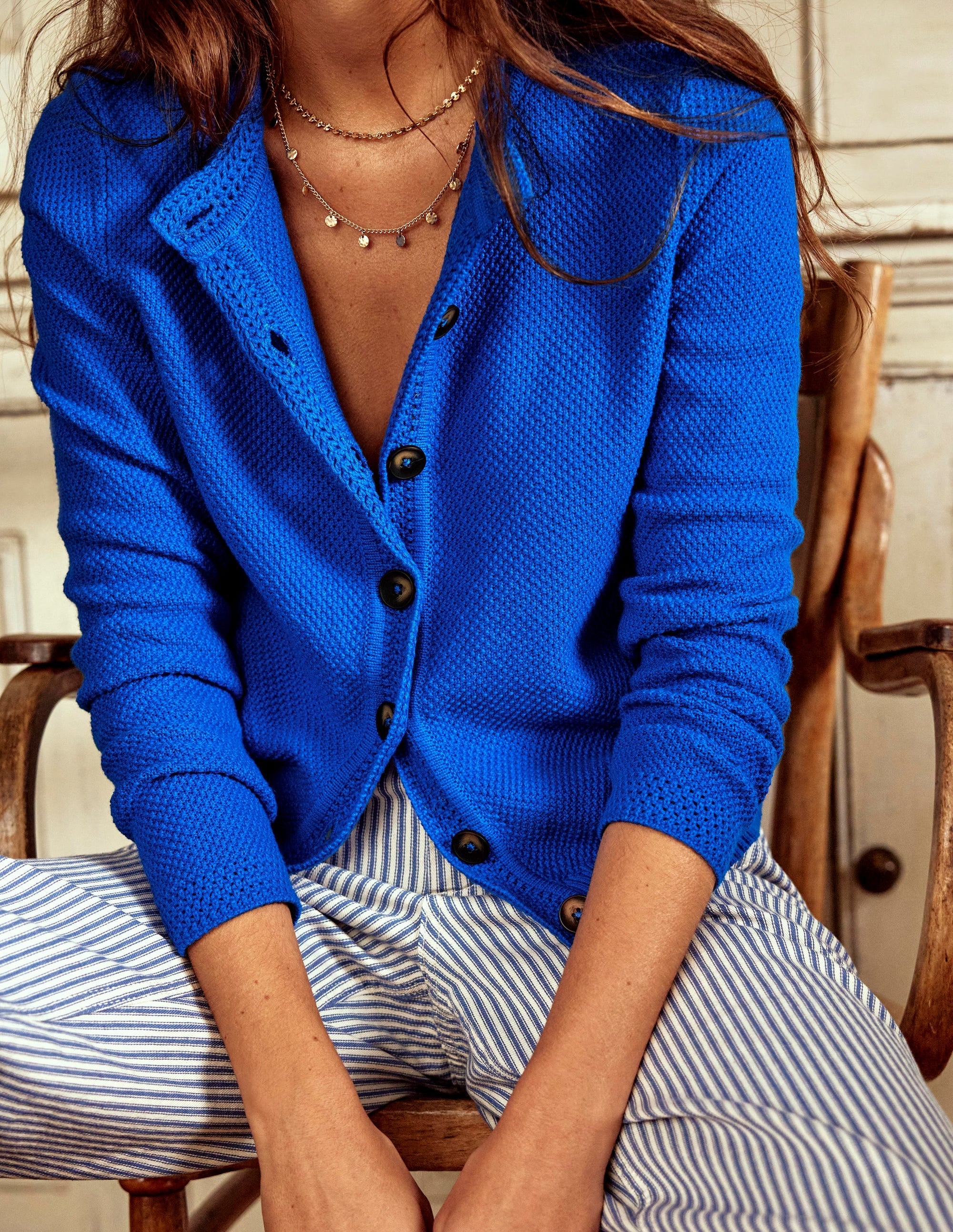 Callie Crochet Trim Cardigan-Gallery Blue - Image 8