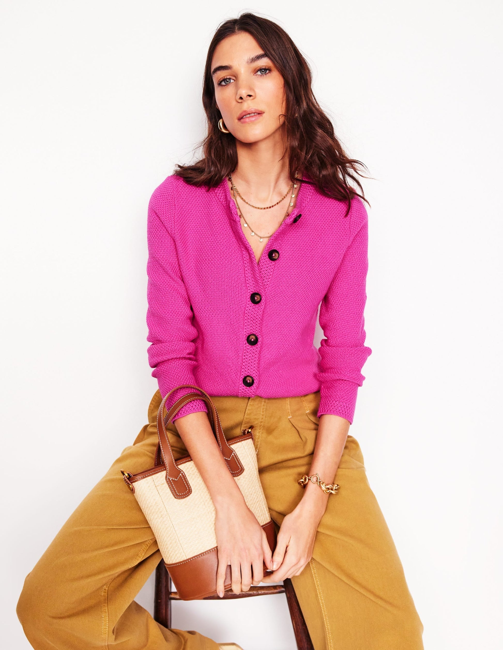 Callie Crochet Trim Cardigan-Tickled Pink-2