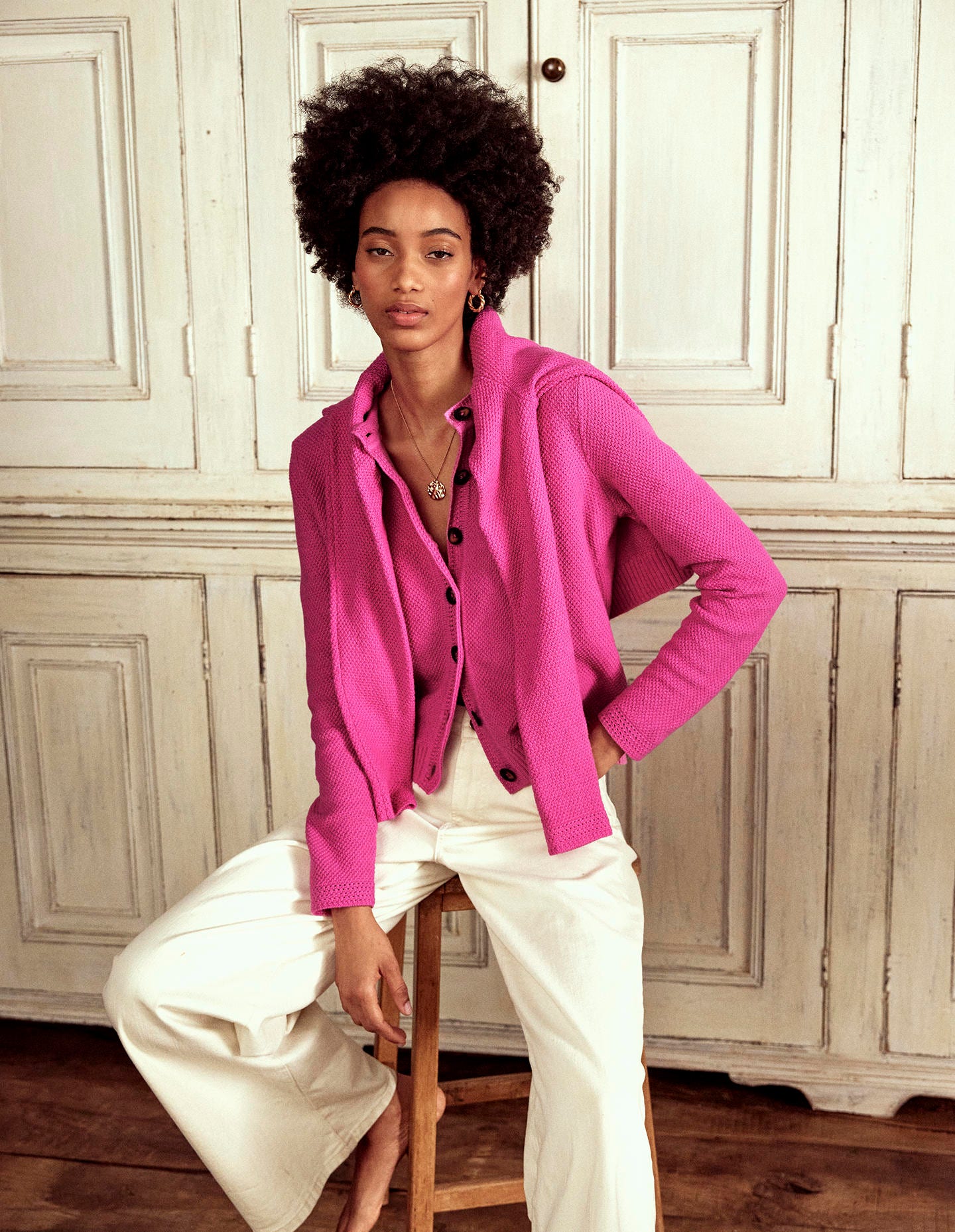 Callie Crochet Trim Cardigan-Tickled Pink-1