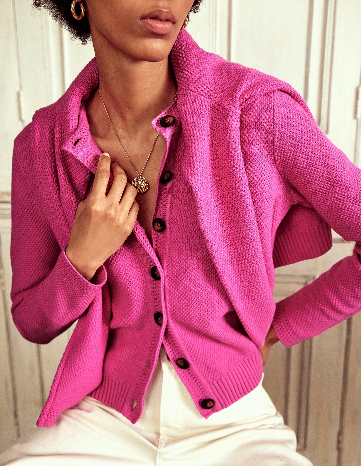 Callie Crochet Trim Cardigan-Tickled Pink-6