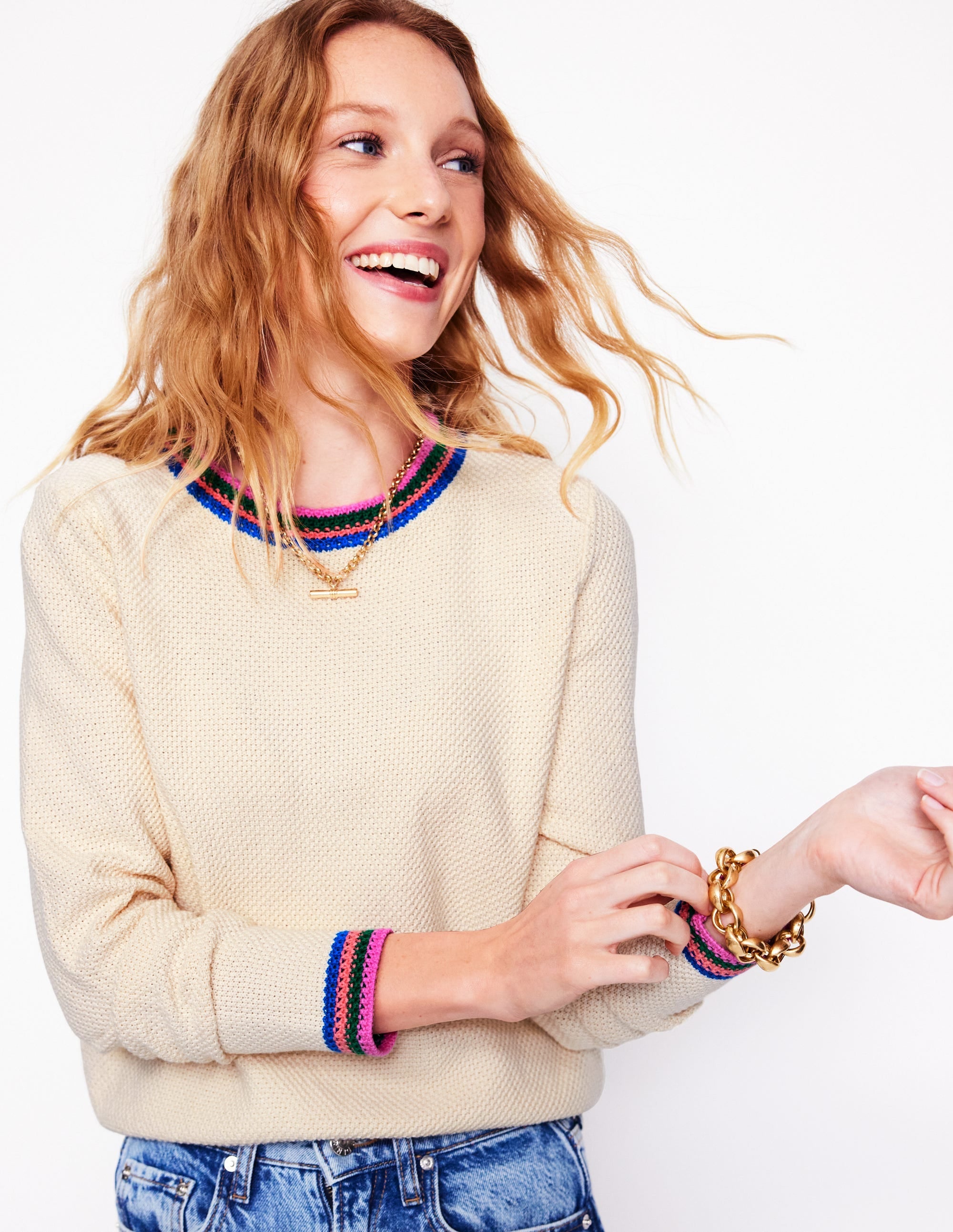 Callie Crochet Trim Jumper-Warm Ivory - Image 2
