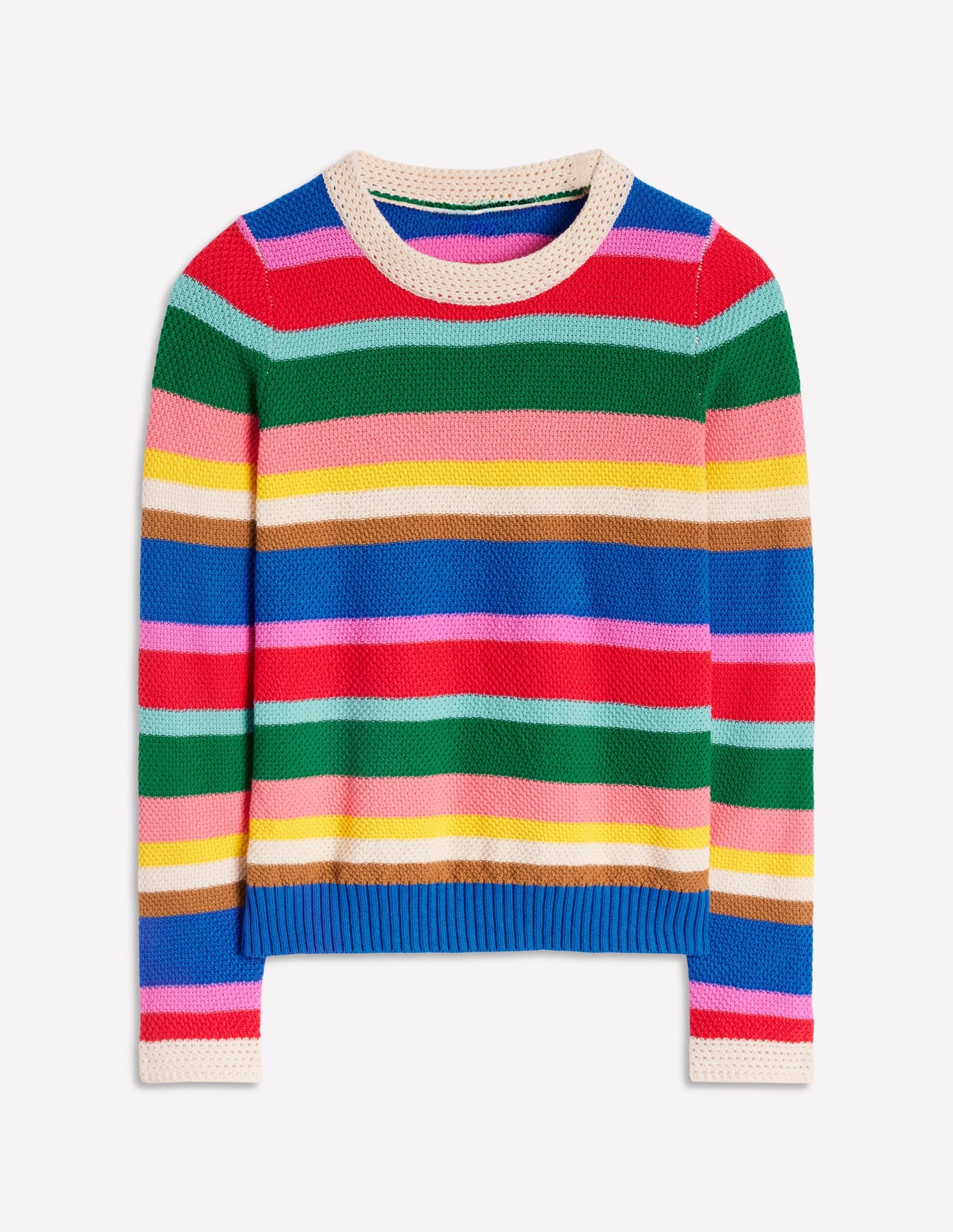 Callie Crochet Trim Jumper-Bright Rainbow Stripe Large-7