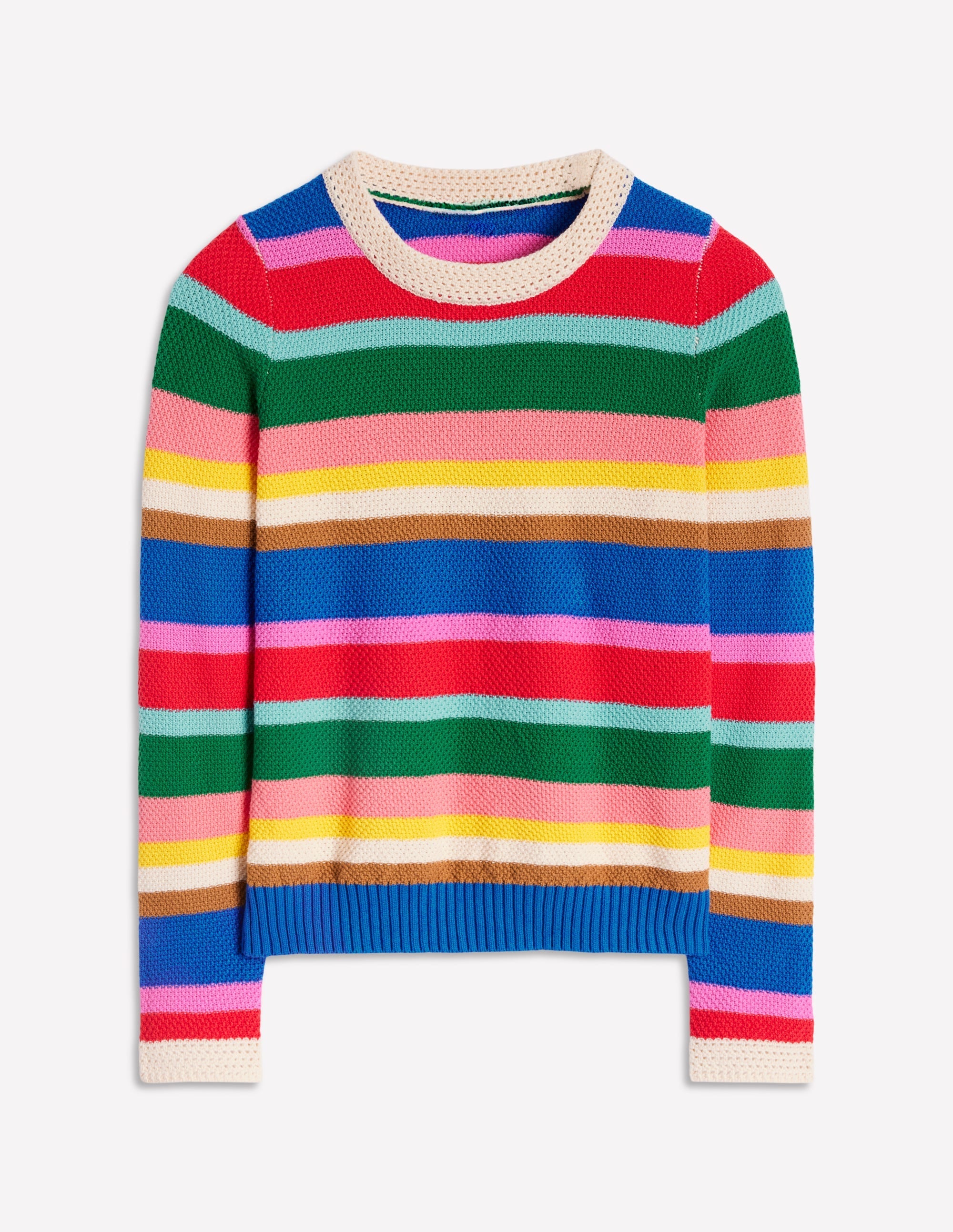 Callie Crochet Trim Jumper-Bright Rainbow Stripe Large - Image 7