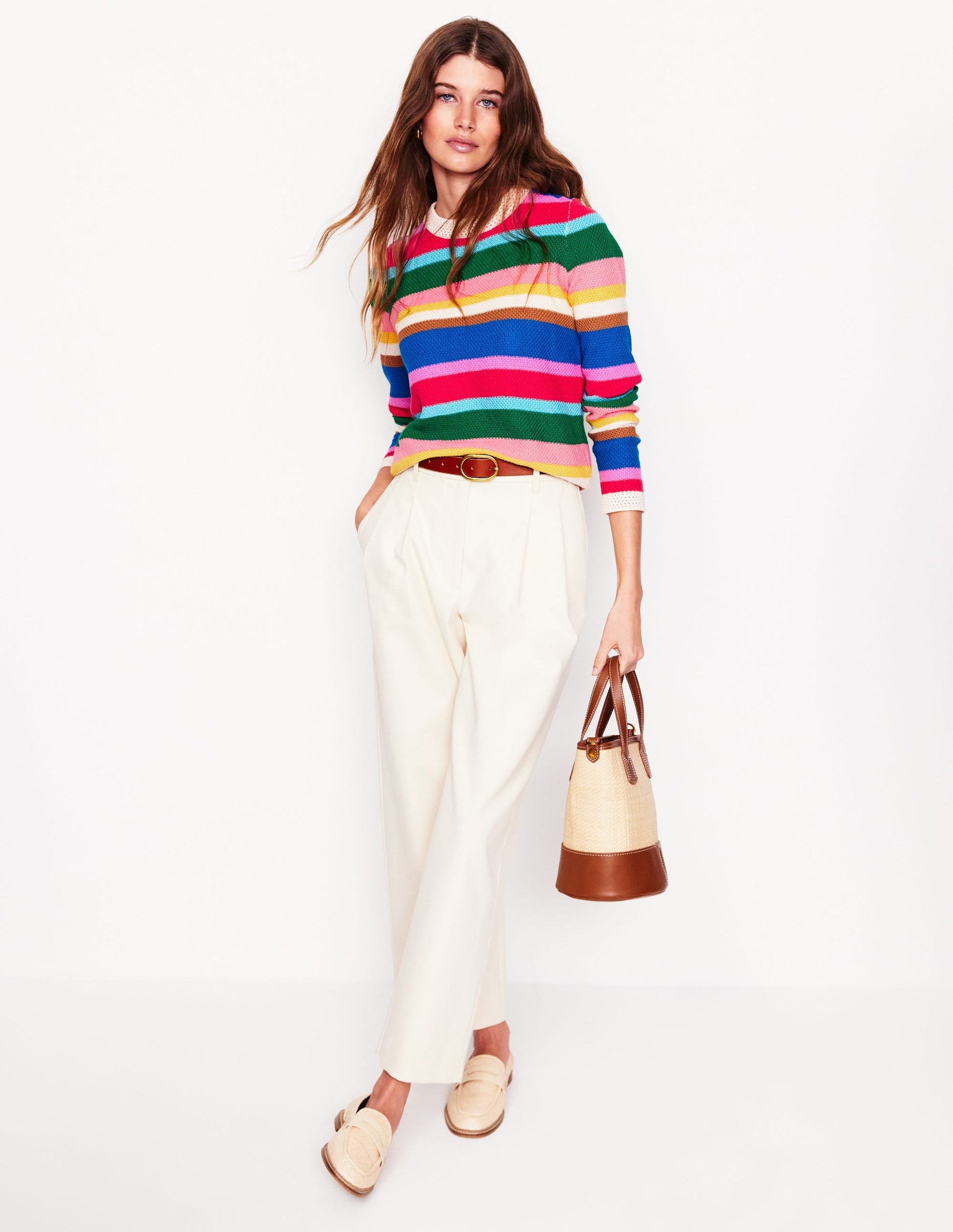 Callie Crochet Trim Jumper-Bright Rainbow Stripe Large-5