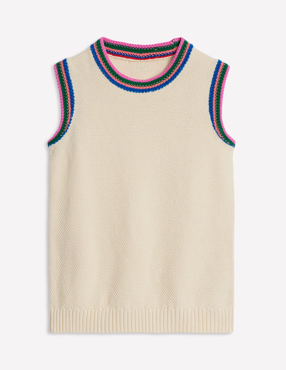Callie Crochet Trim Tank-Warm Ivory, Rainbow Trim-8