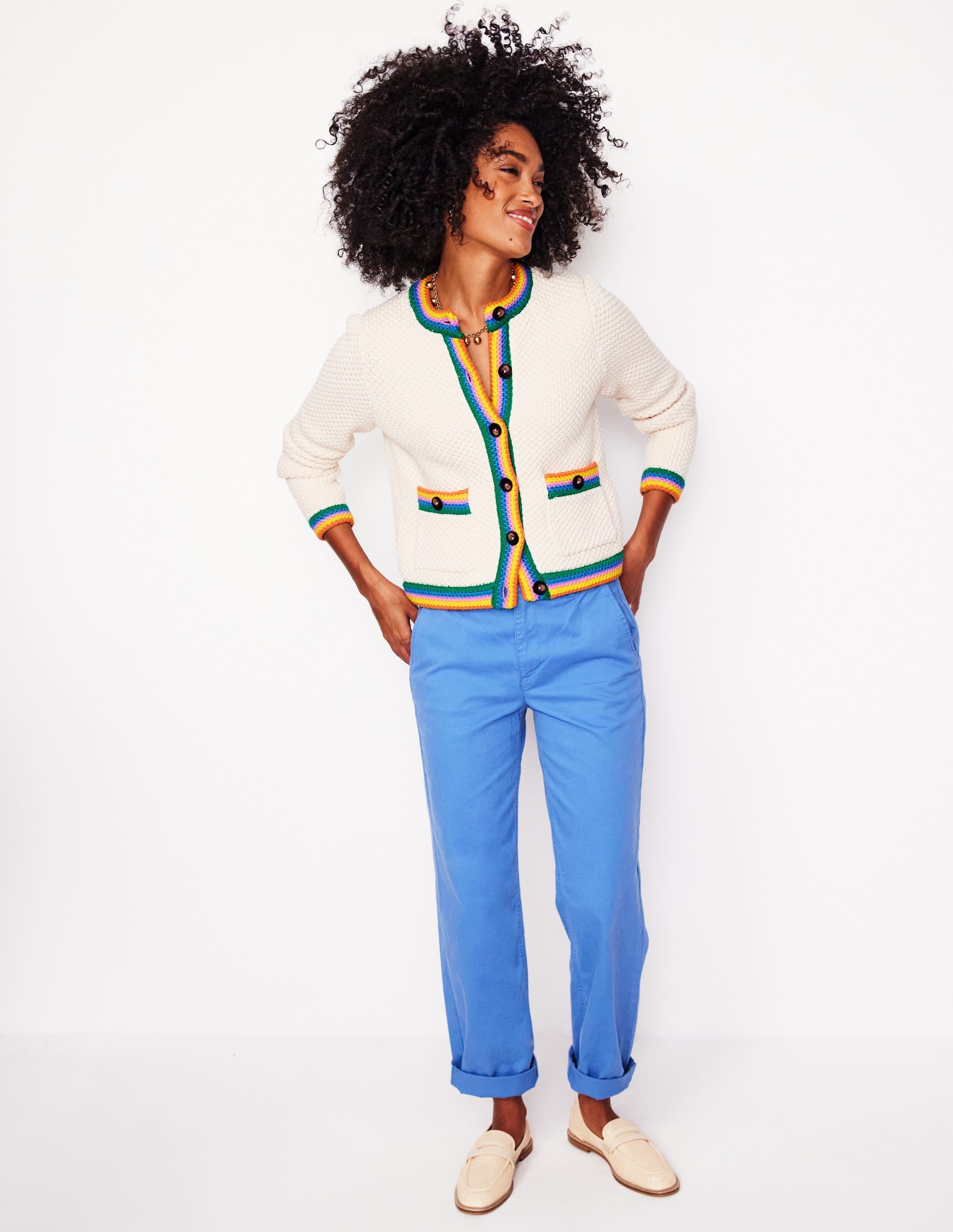 Libby Knitted Jacket-Warm Ivory, Rainbow - Image 6