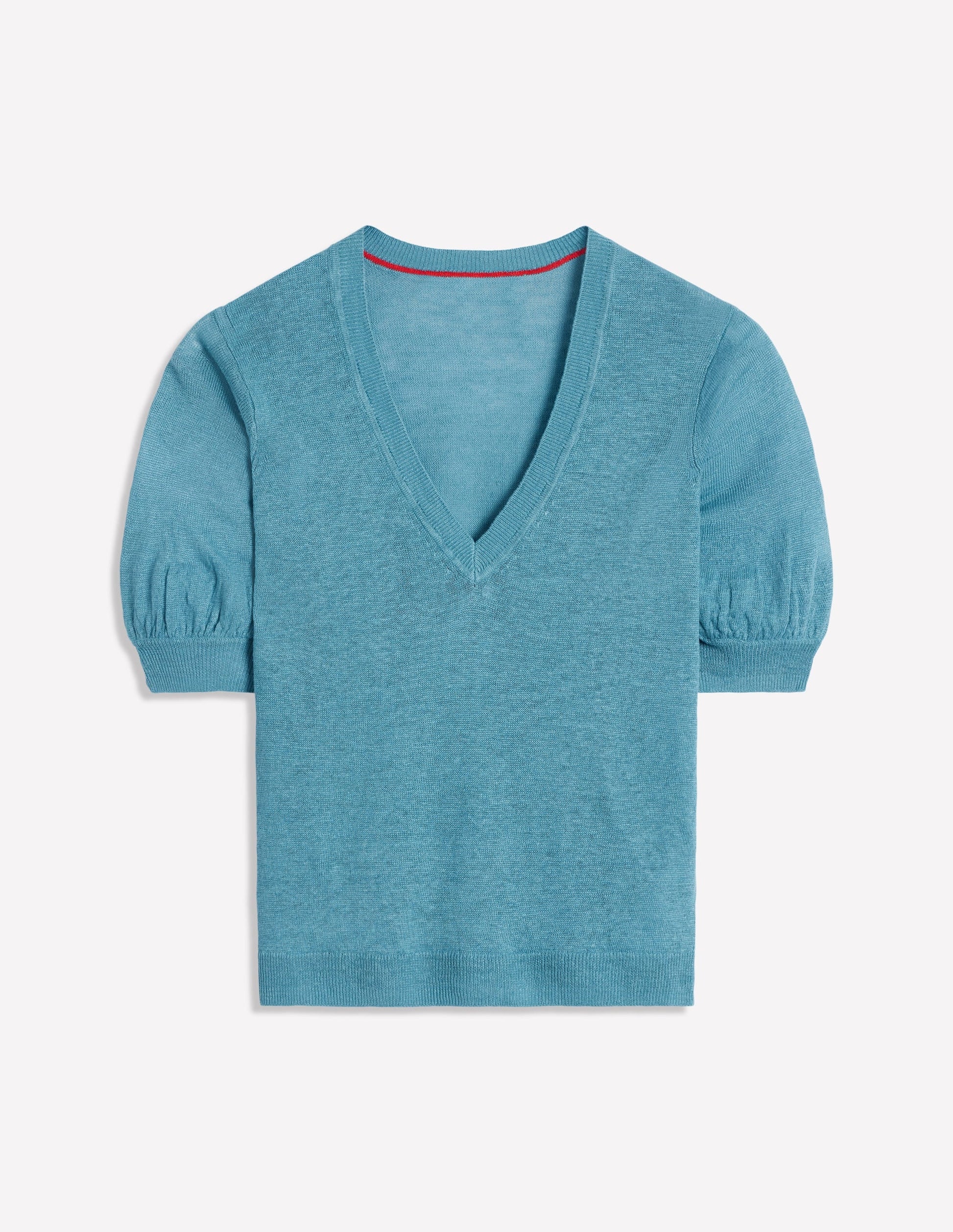 Liv V-Neck Linen T-Shirt-Duck Egg Blue-7