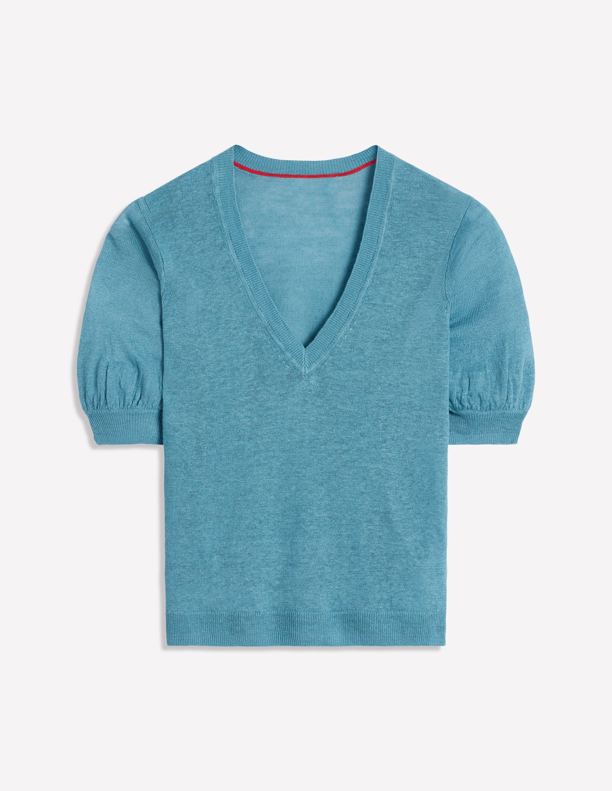 Liv V-Neck Linen T-Shirt-Duck Egg Blue - Image 7