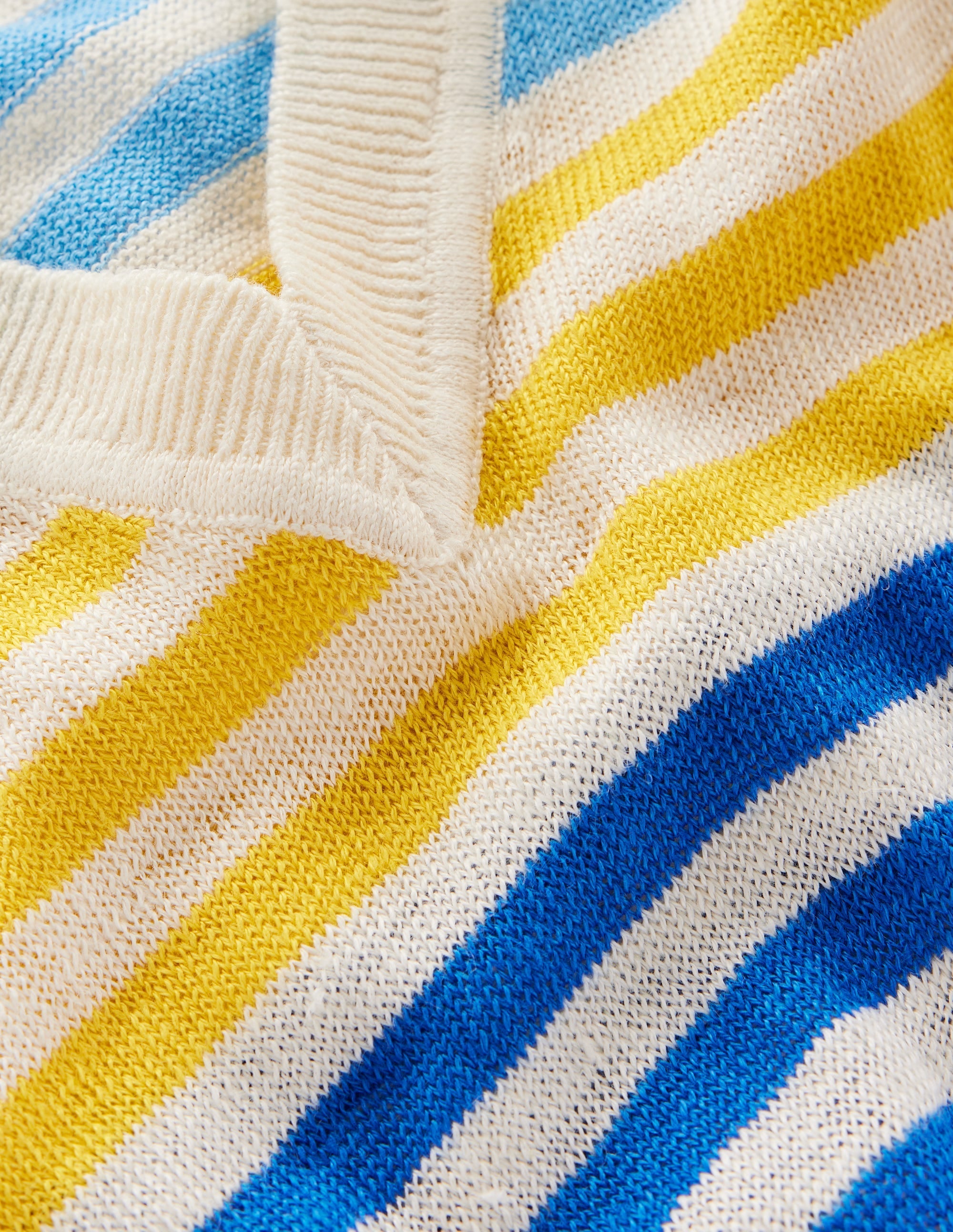 Liv V-Neck Linen T-Shirt-Banded Rainbow Stripe - Image 10