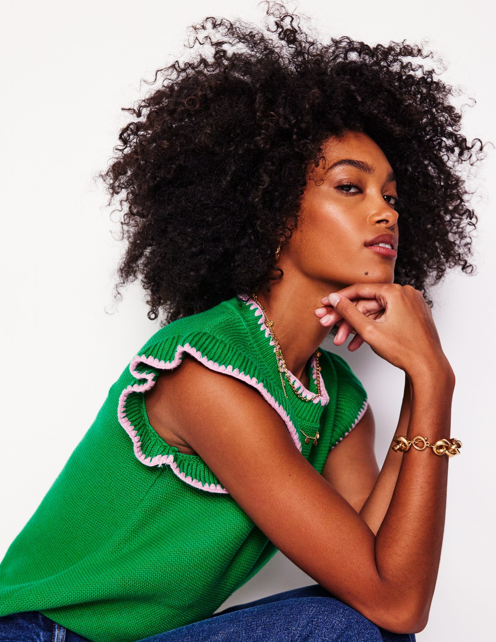 Lena Stitch Detail Tank-Rich Emerald - Image 2