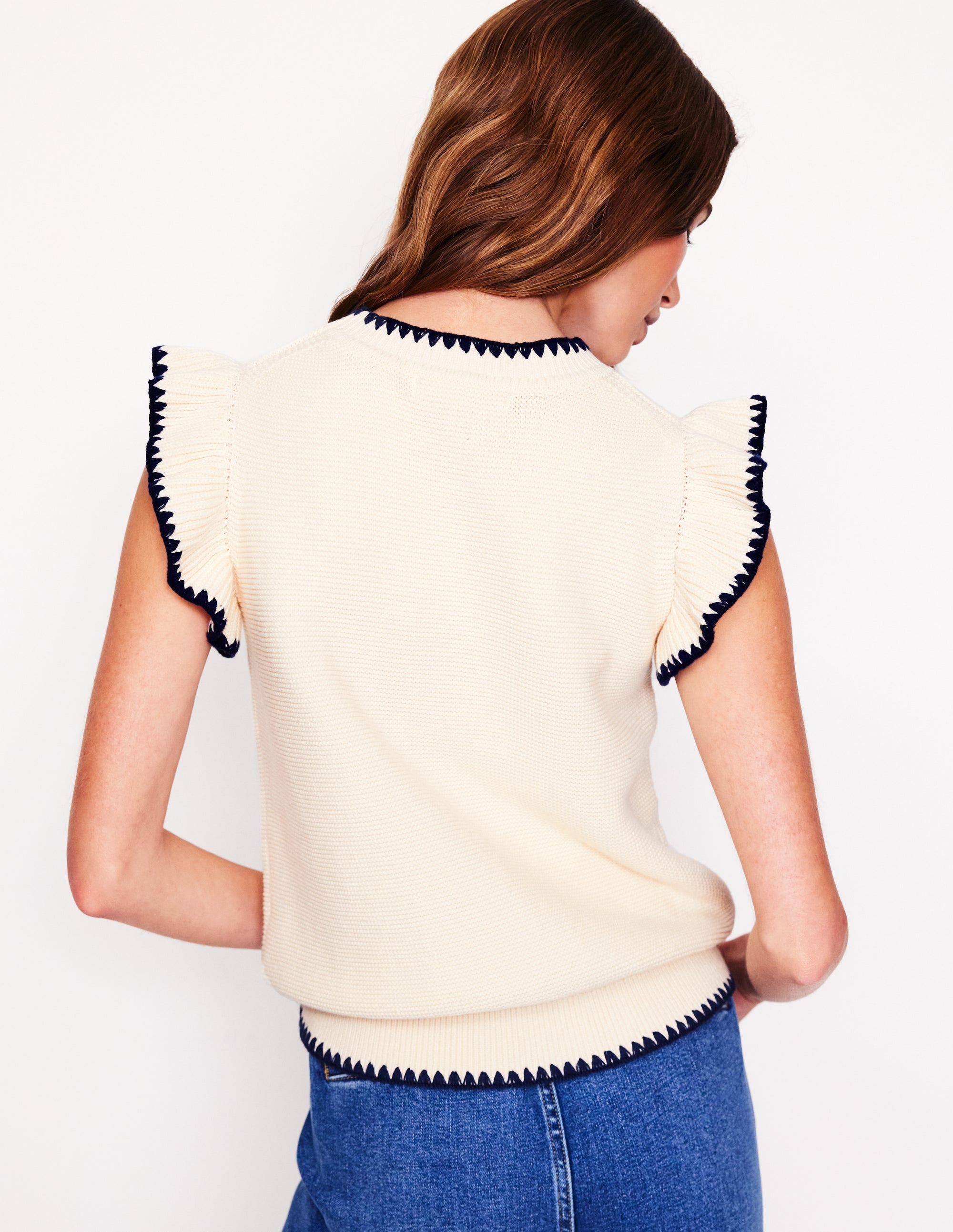 Lena Stitch Detail Tank-Warm Ivory - Image 3