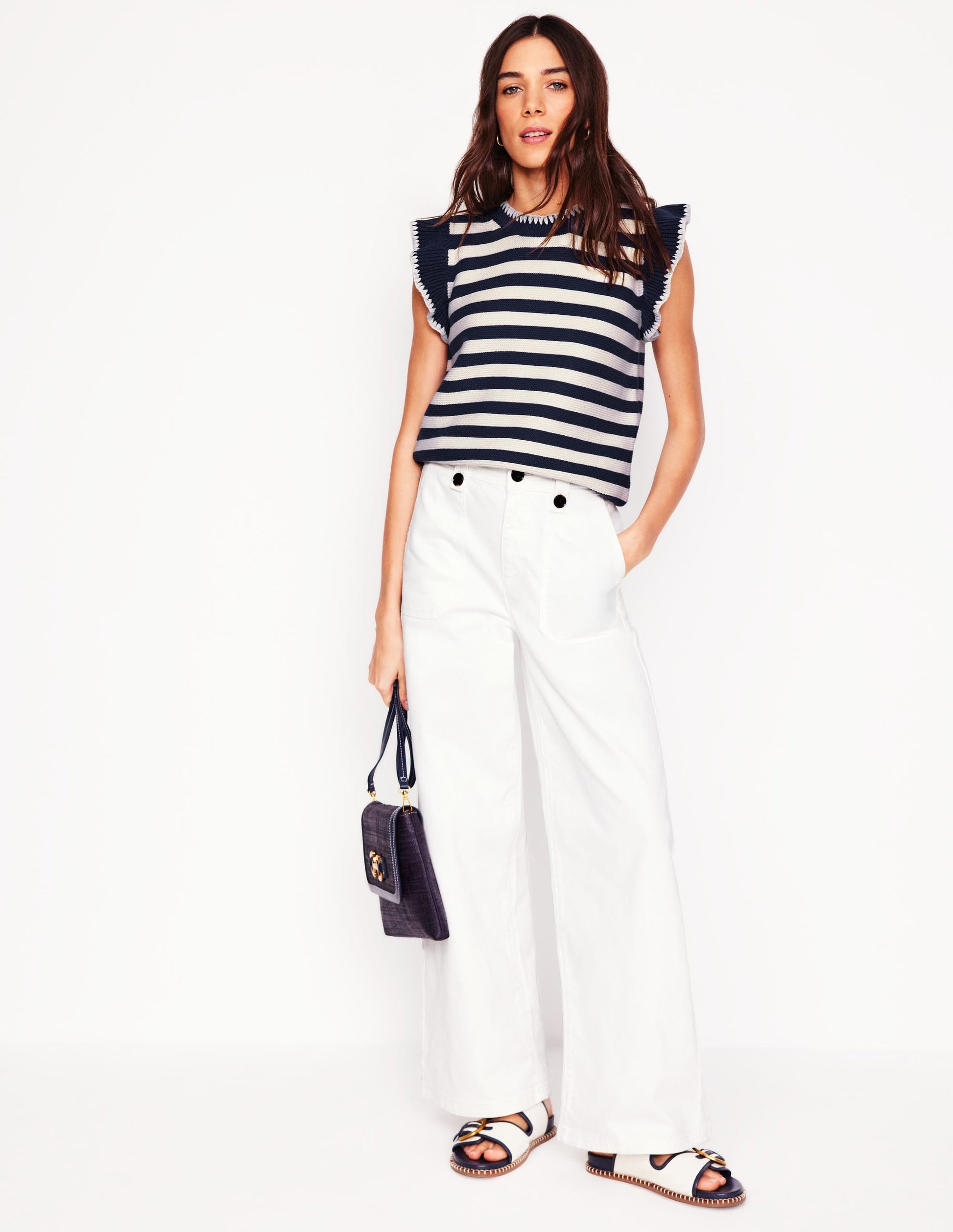 Lena Stitch Detail Tank-Navy and Ivory Stripe-5