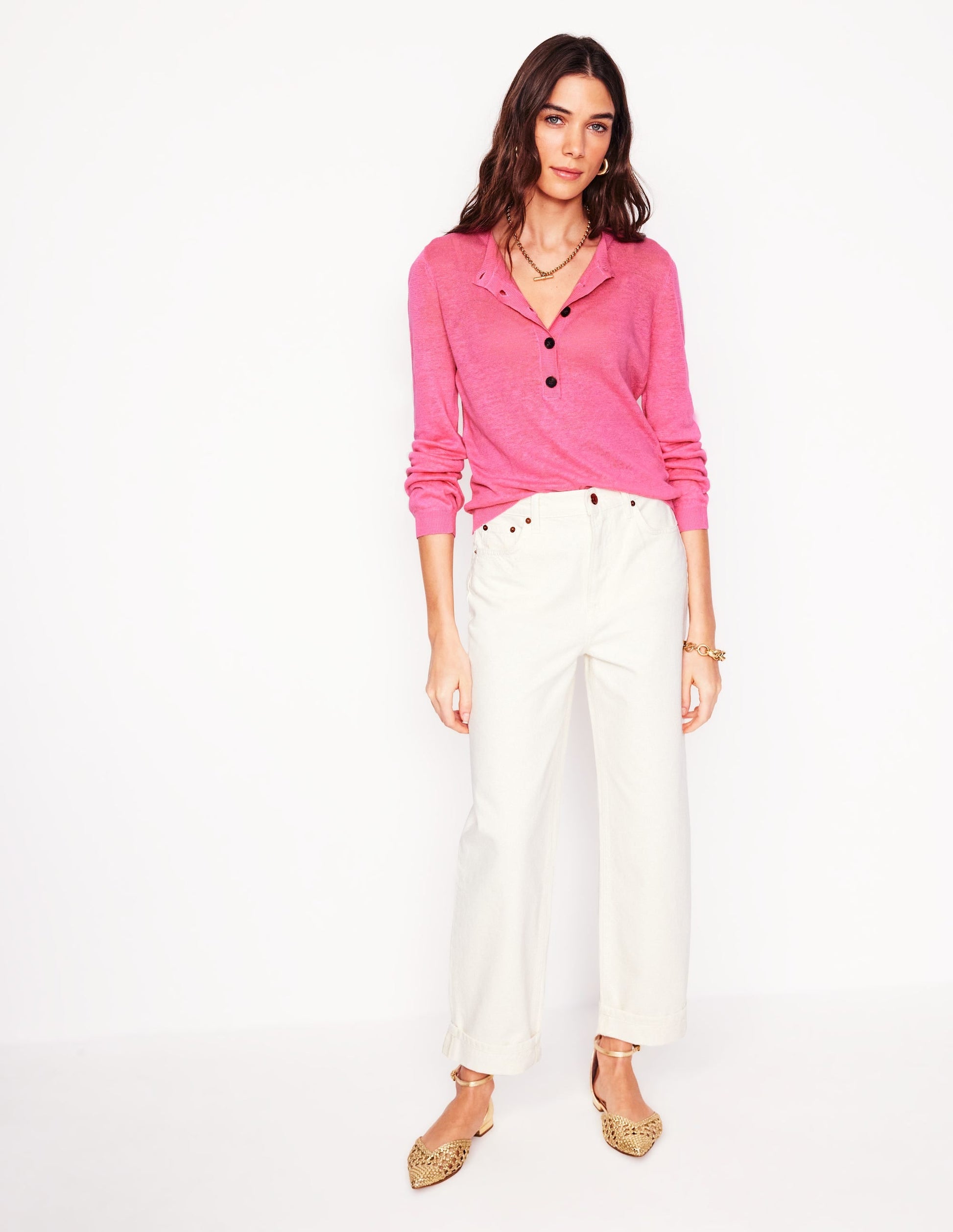 Liv Henley Linen Jumper-Pink Rose-7