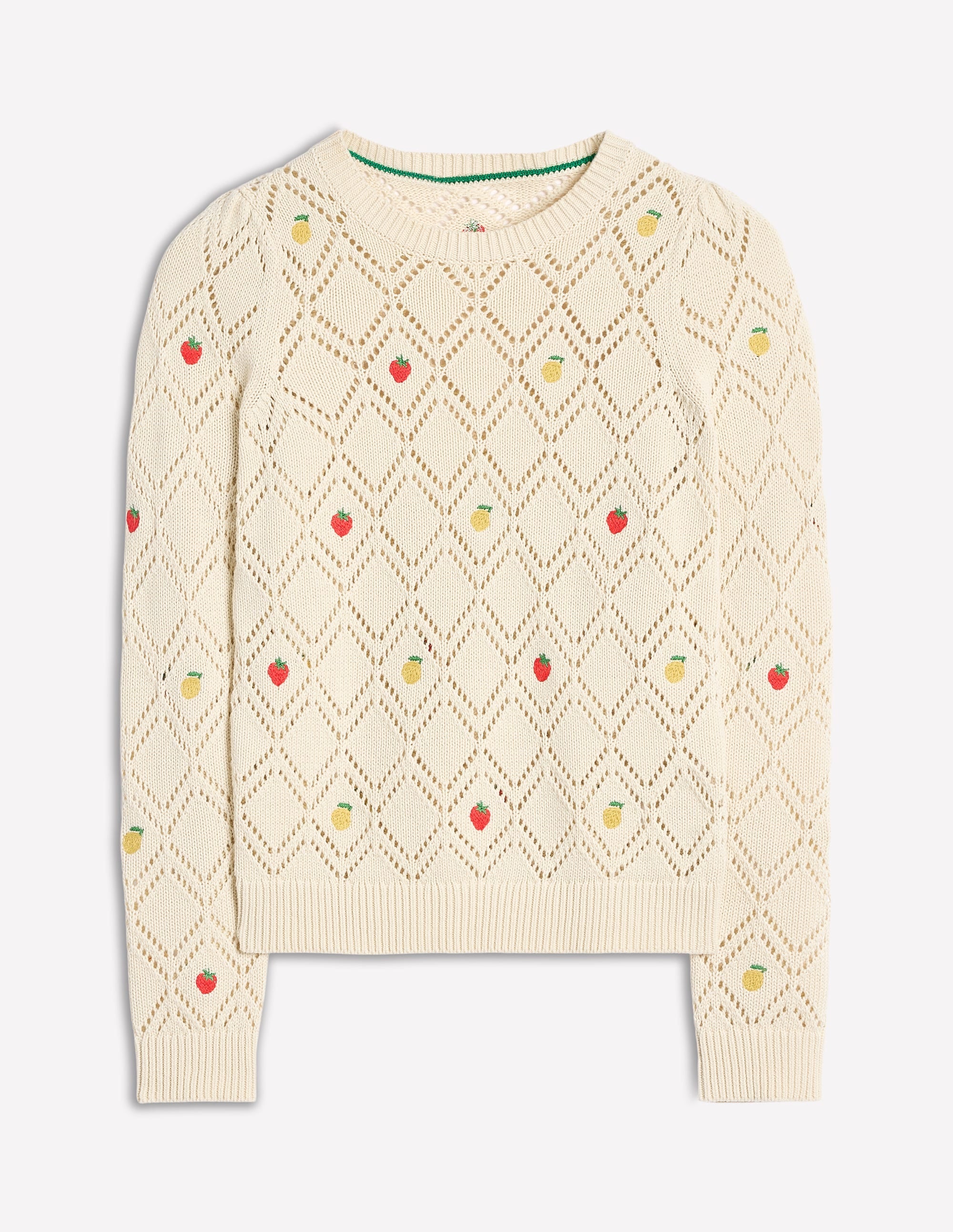 Enid Embroidered Jumper-Warm Ivory, Fruit - Image 8