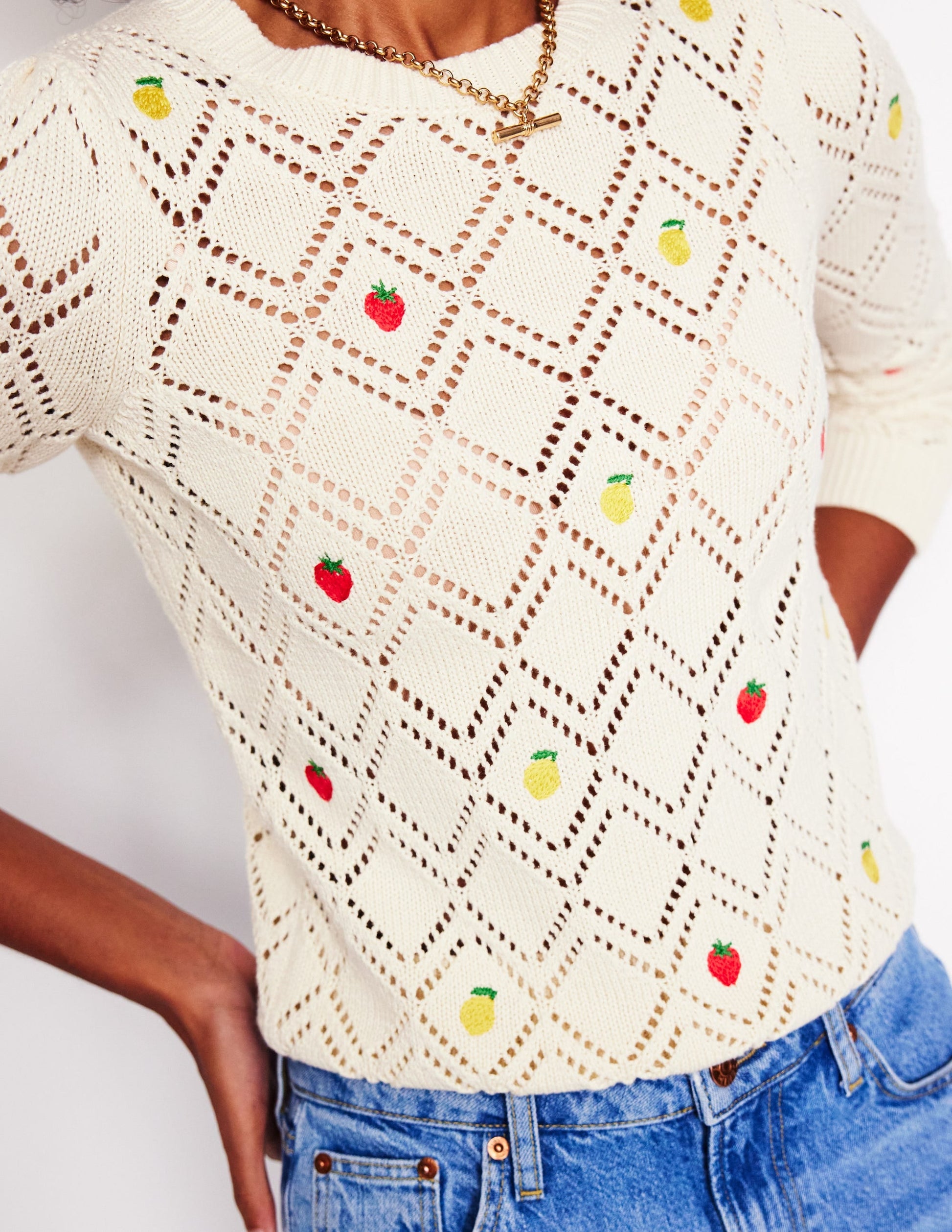 Enid Embroidered Jumper-Warm Ivory, Fruit-3