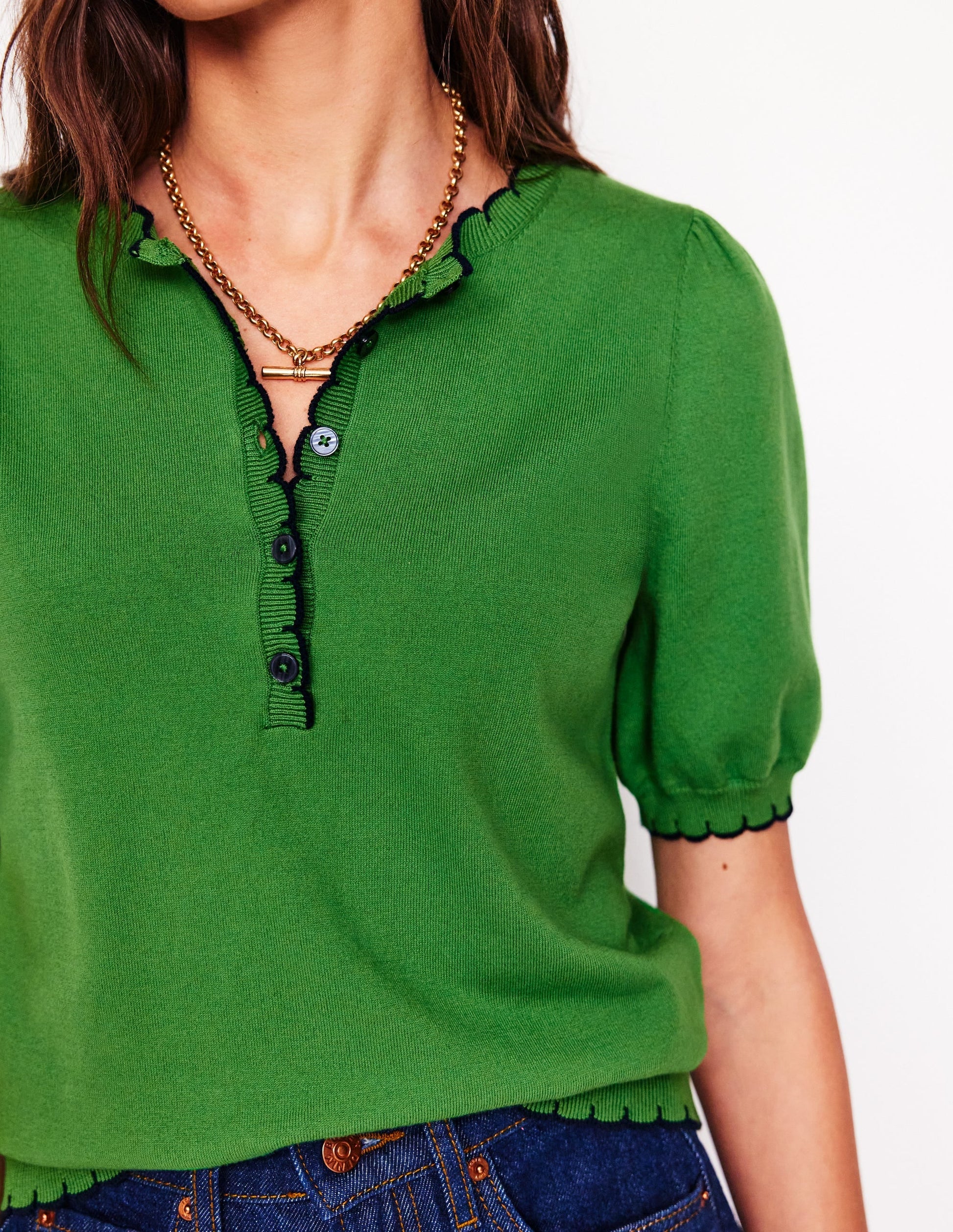 Pru Scallop Trim T-shirt-Paradise Green-3
