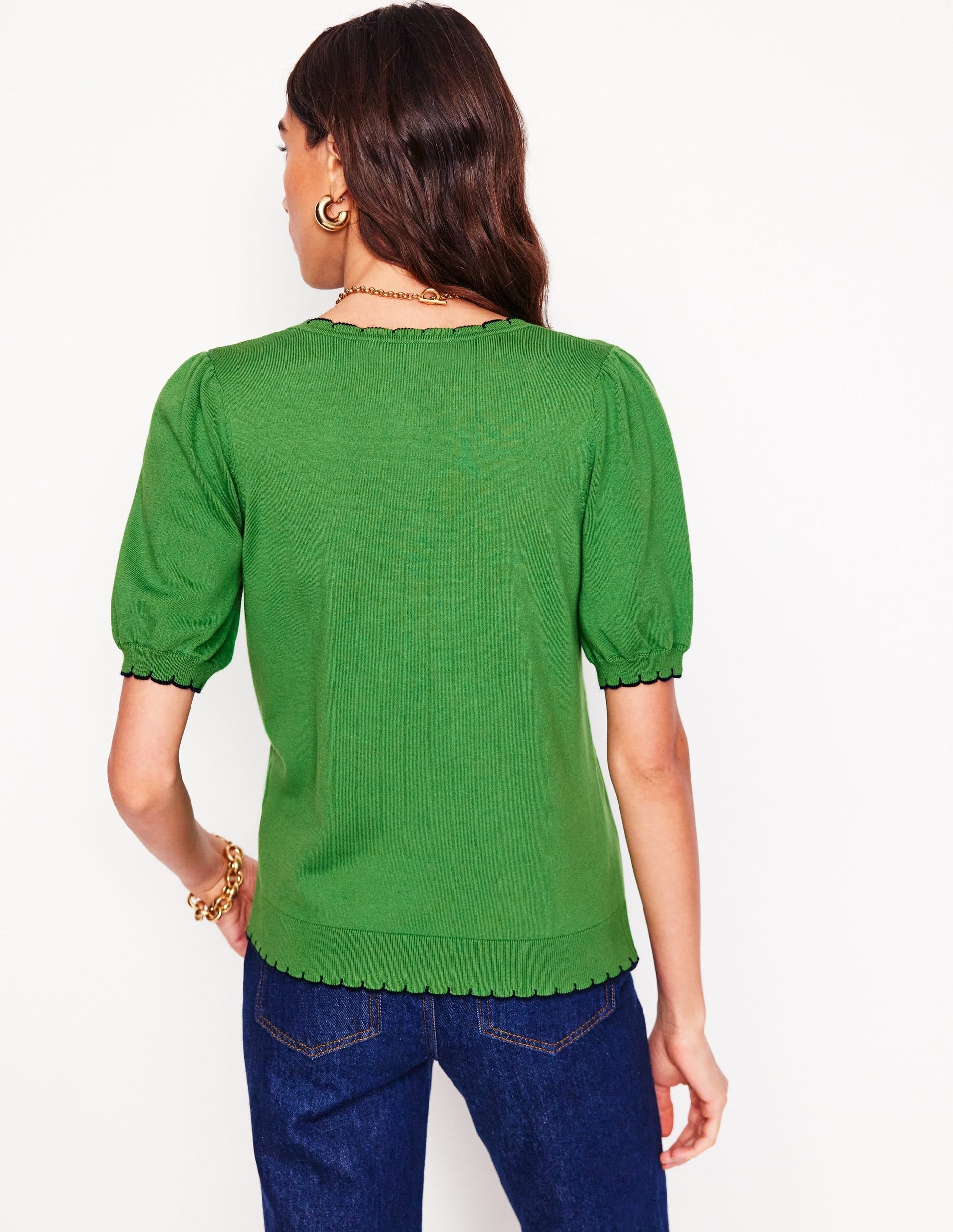 Pru Scallop Trim T-shirt-Paradise Green-4