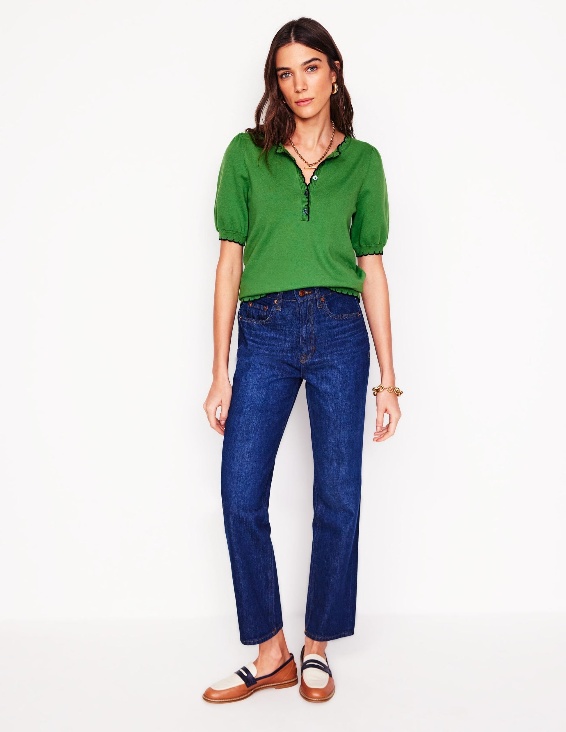 Pru Scallop Trim T-shirt-Paradise Green-6