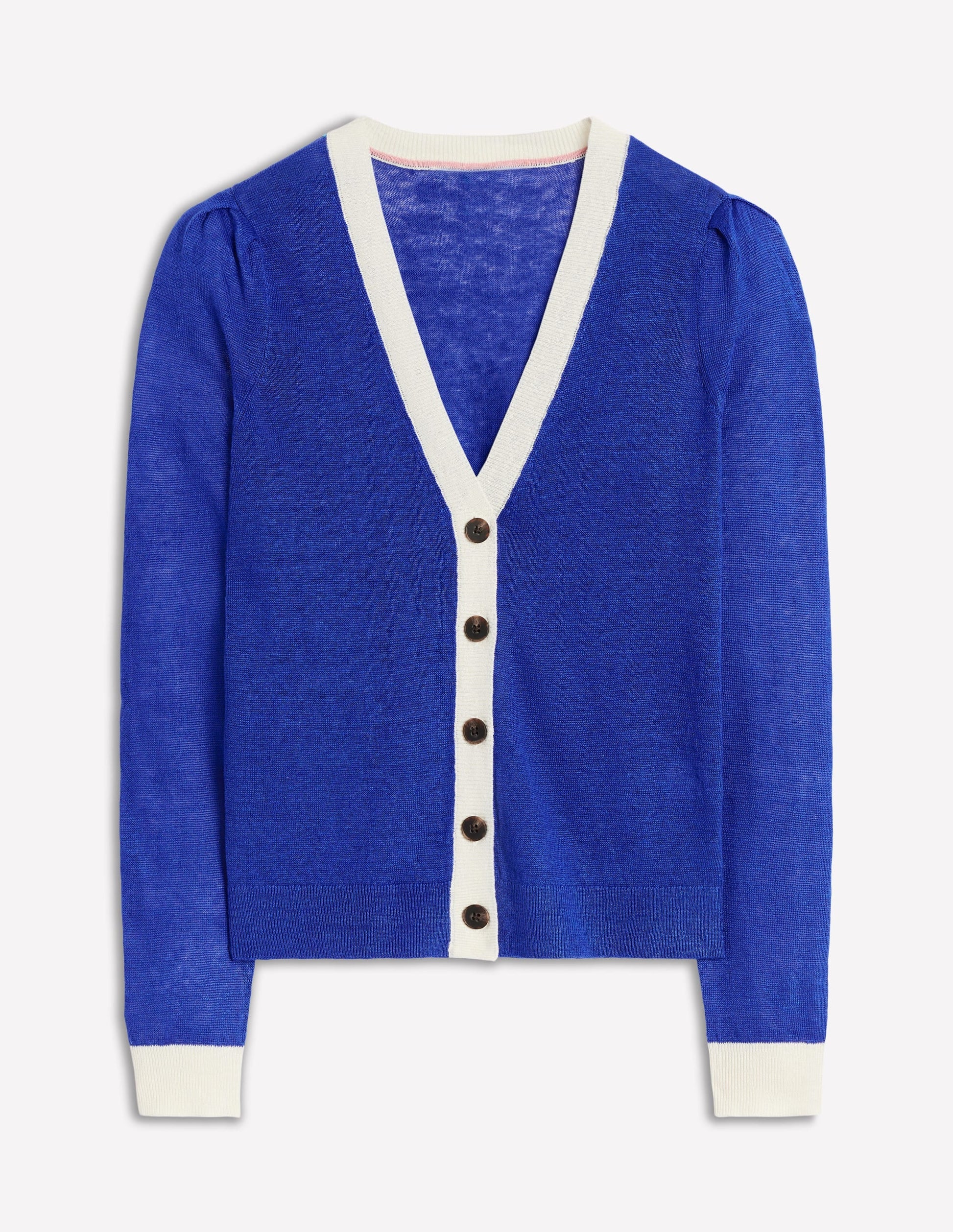 Liv V-Neck Linen Cardigan-Bright Blue-5