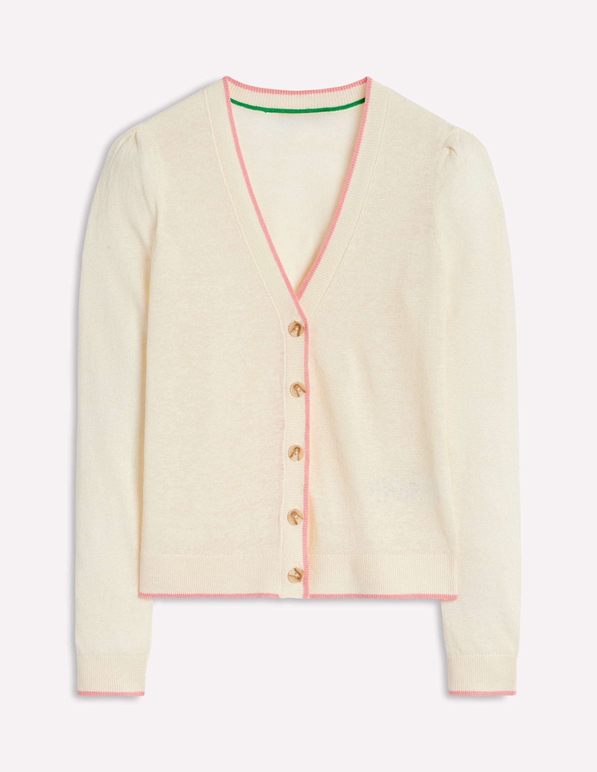 Liv V-Neck Linen Cardigan-Warm Ivory - Image 5