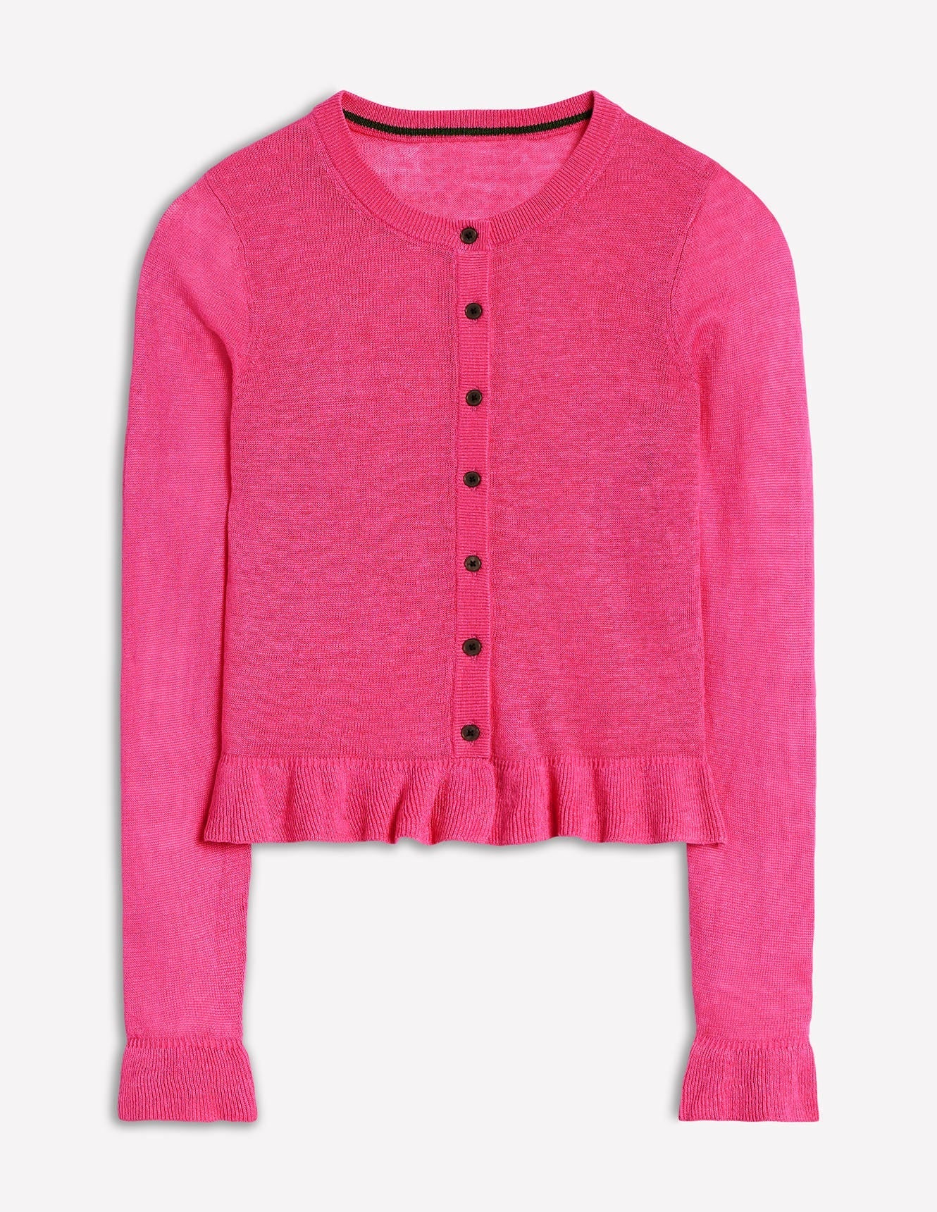 Josie Cropped Linen Cardigan-Sorbet Pink - Image 4