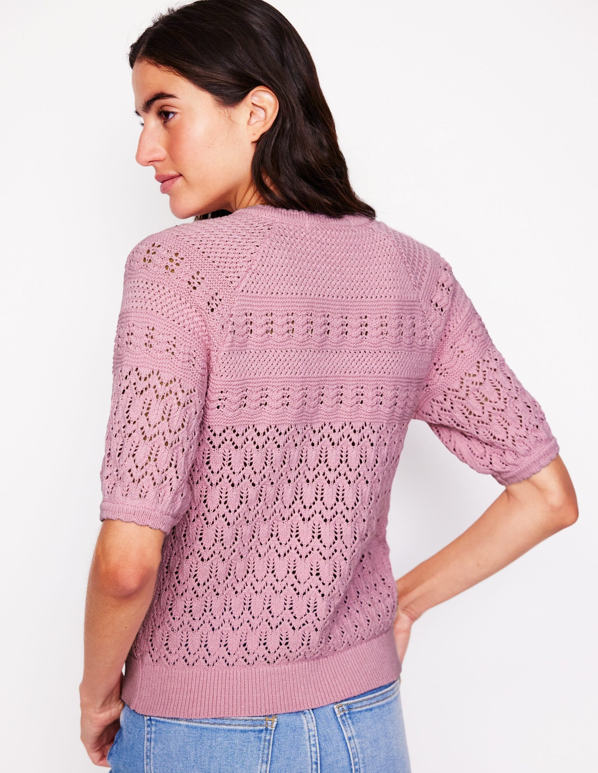 Elodie Stitch Crew Cardigan-Soft Pink-3