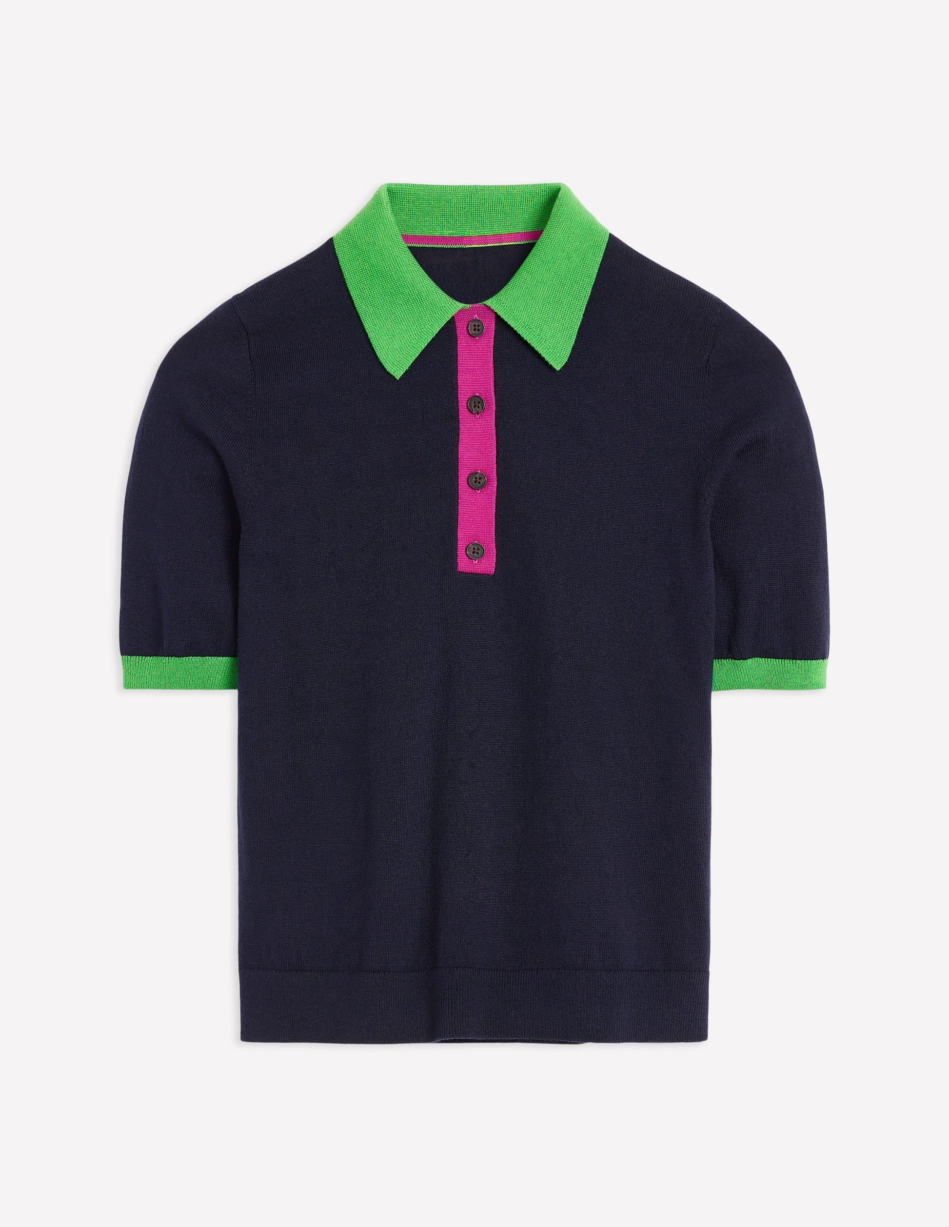 Estelle Henley Knitted T-Shirt-Navy-7