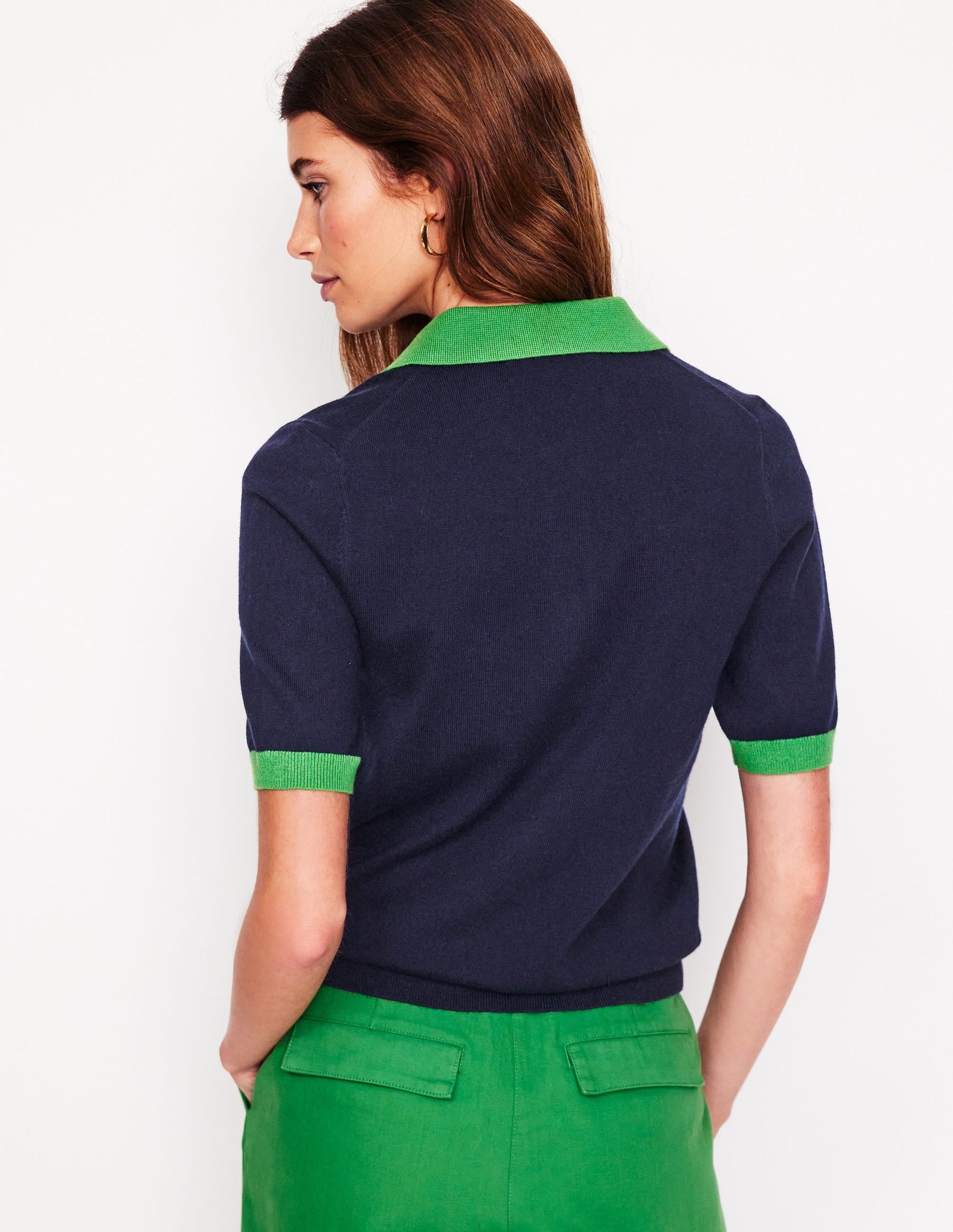 Estelle Henley Knitted T-Shirt-Navy-4