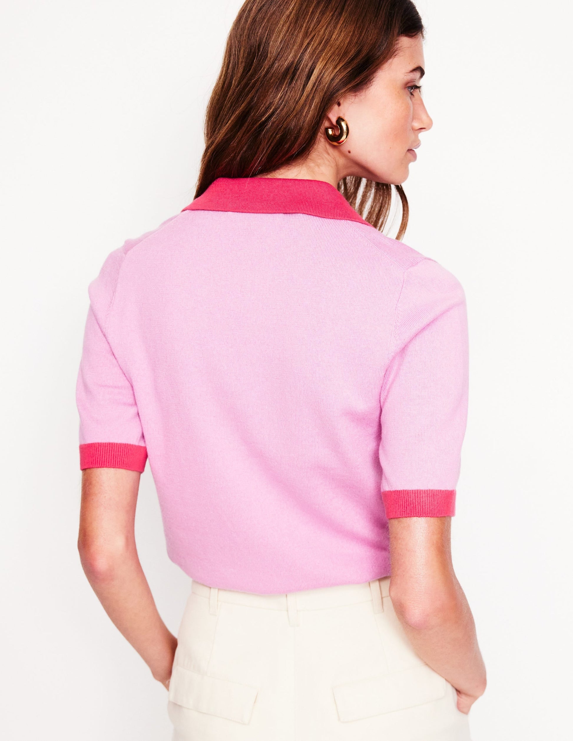 Estelle Henley Knitted T-Shirt-Soft Lavender Pink-4