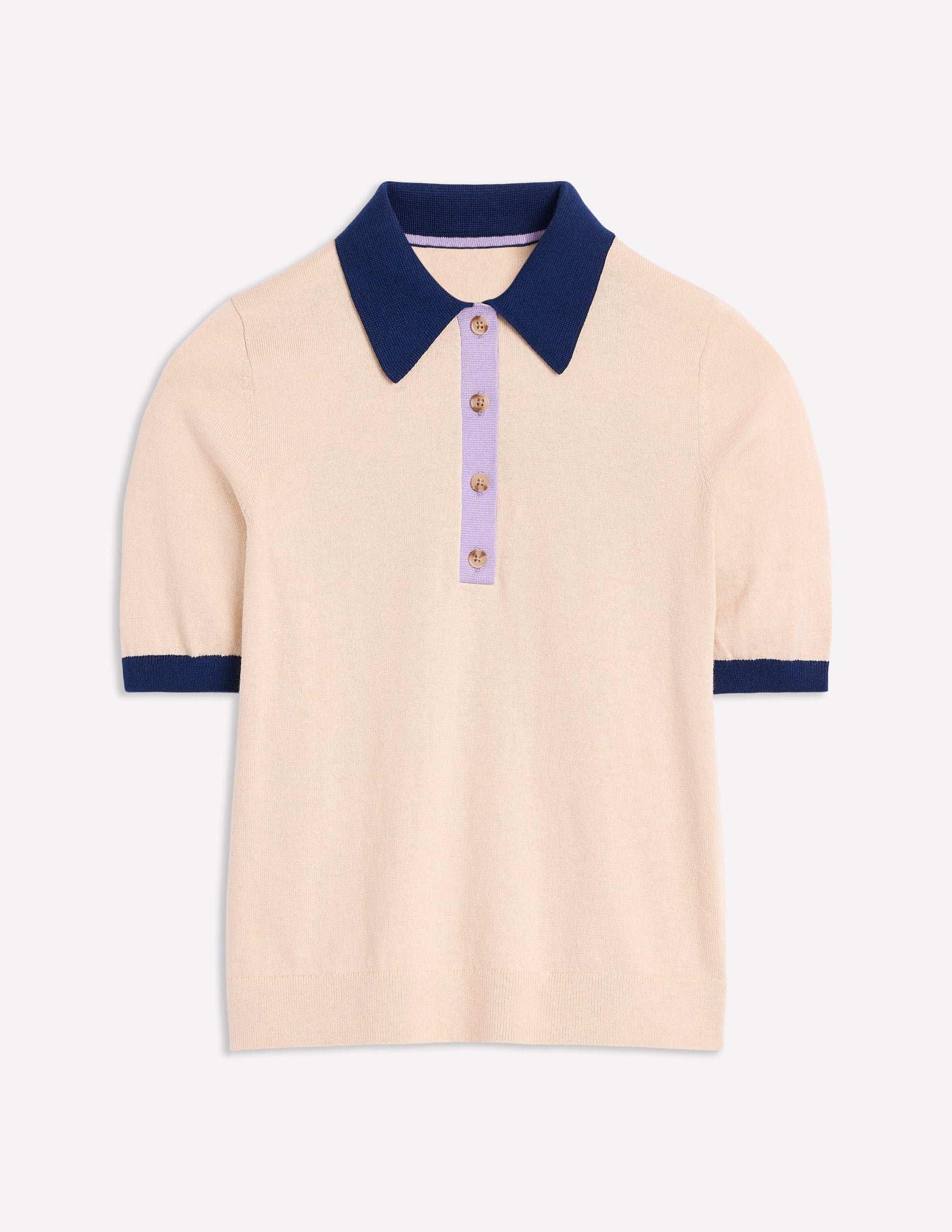 Estelle Henley Knitted T-Shirt-Oatmeal Melange-7