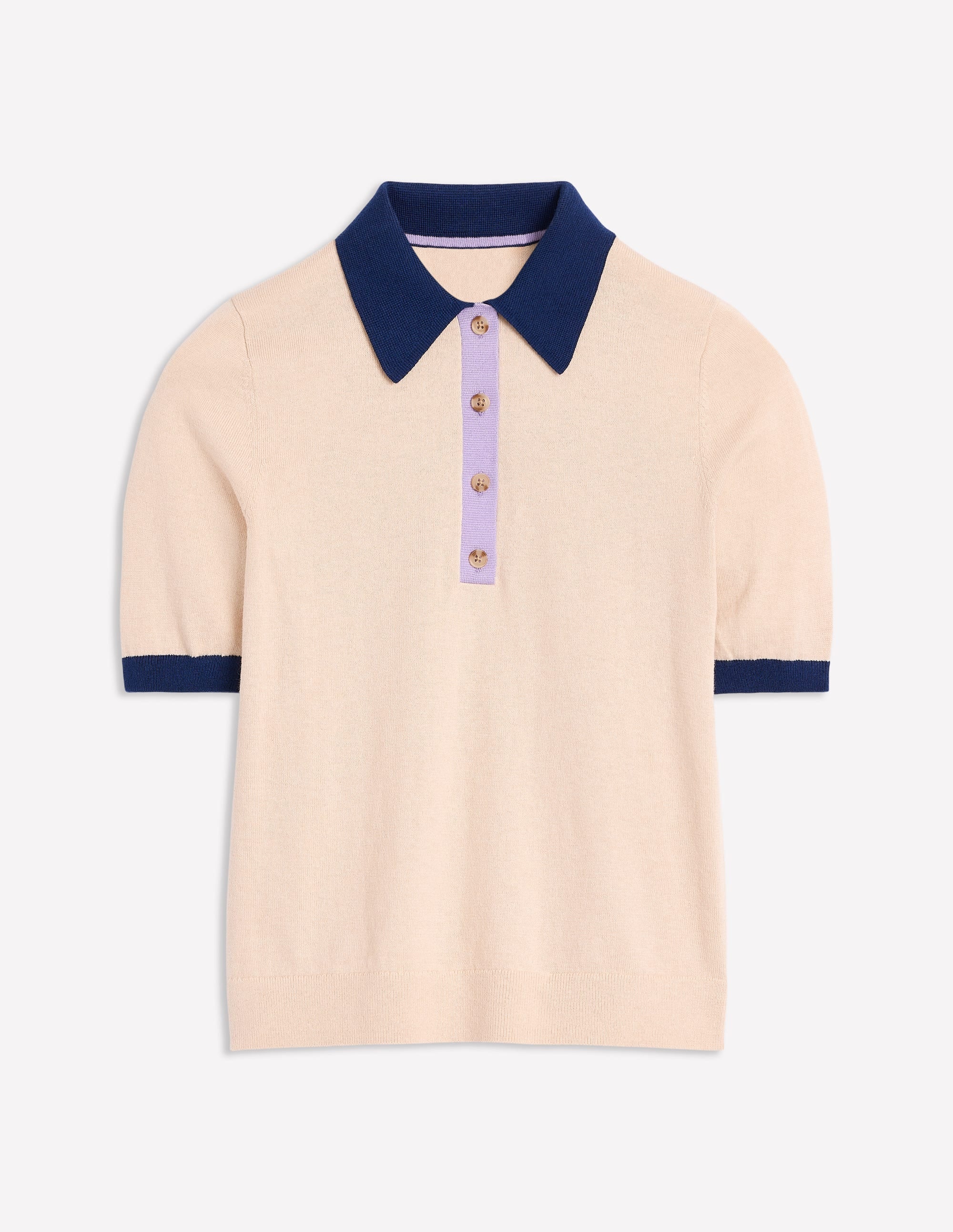 Estelle Henley Knitted T-Shirt-Oatmeal Melange - Image 7