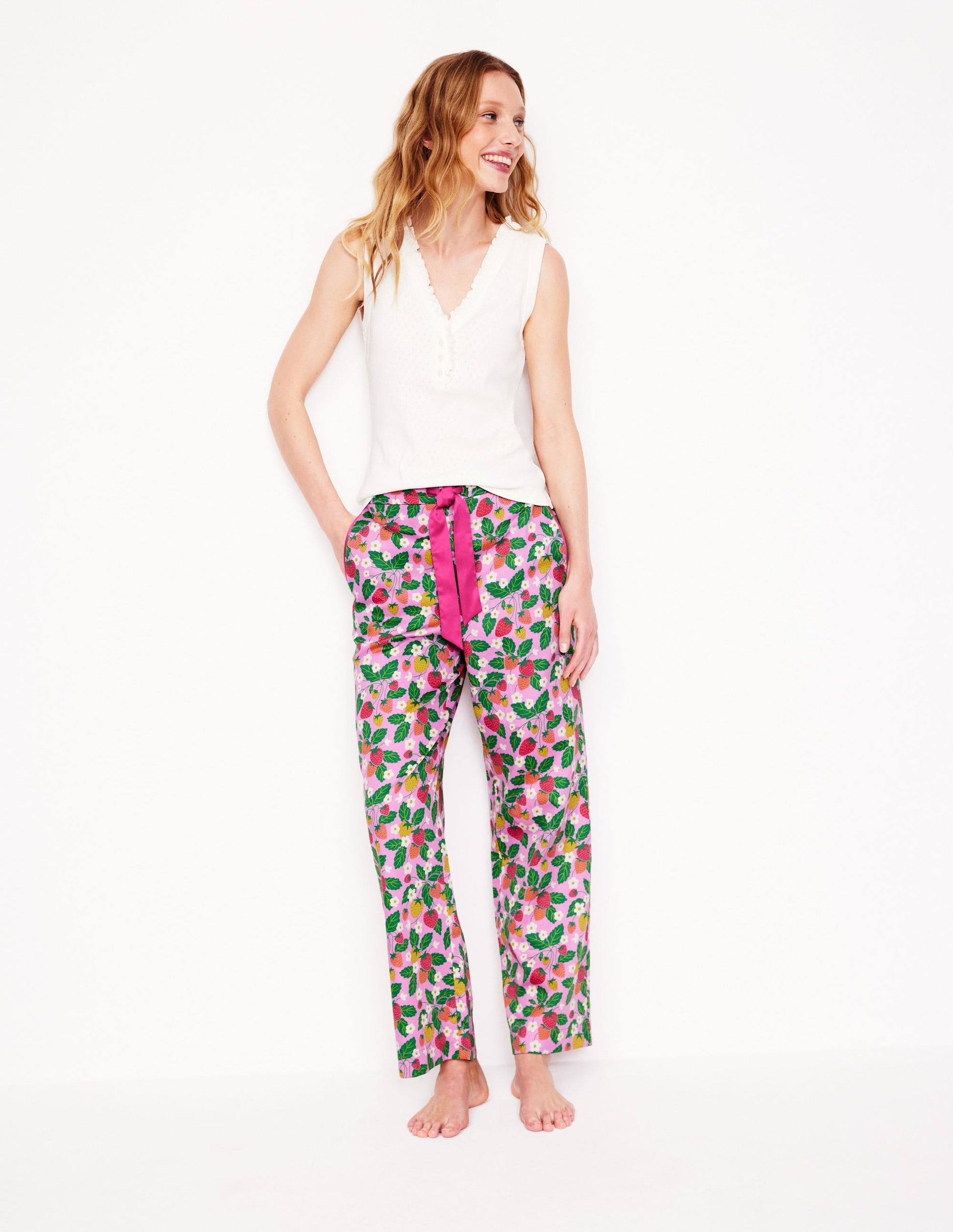 Cotton Sateen Pyjama Trousers-MeadowsweetPink Fruit Paradise-1