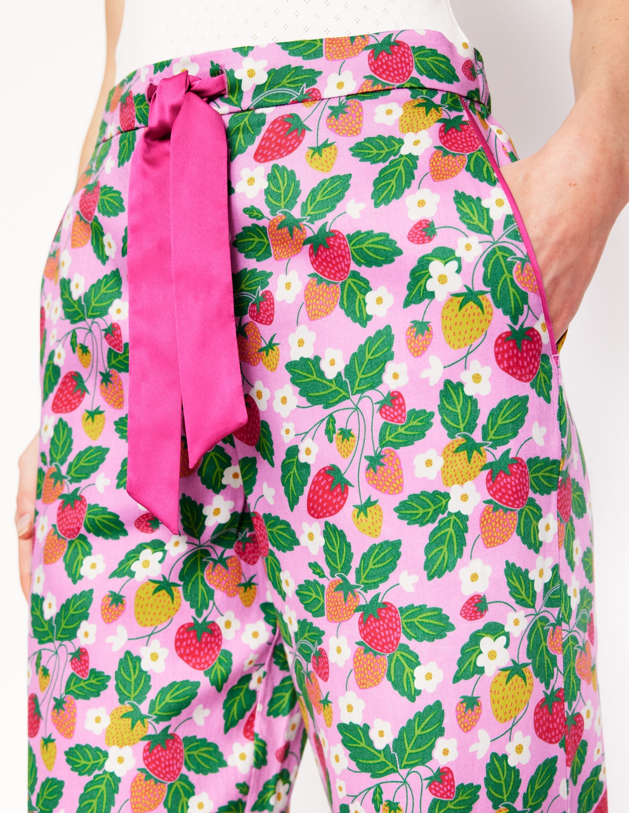 Cotton Sateen Pyjama Trousers-MeadowsweetPink Fruit Paradise - Image 2