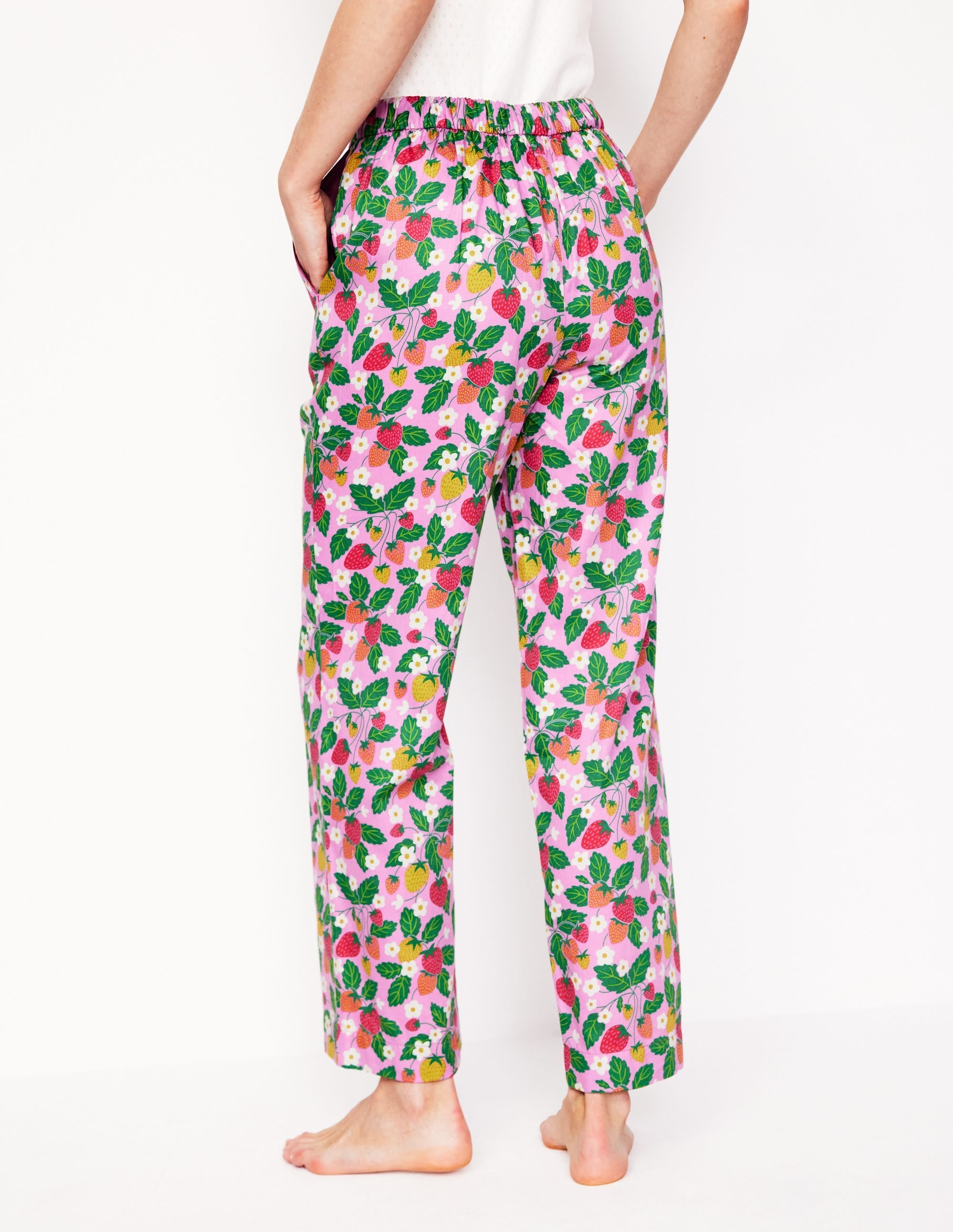 Cotton Sateen Pyjama Trousers-MeadowsweetPink Fruit Paradise - Image 4