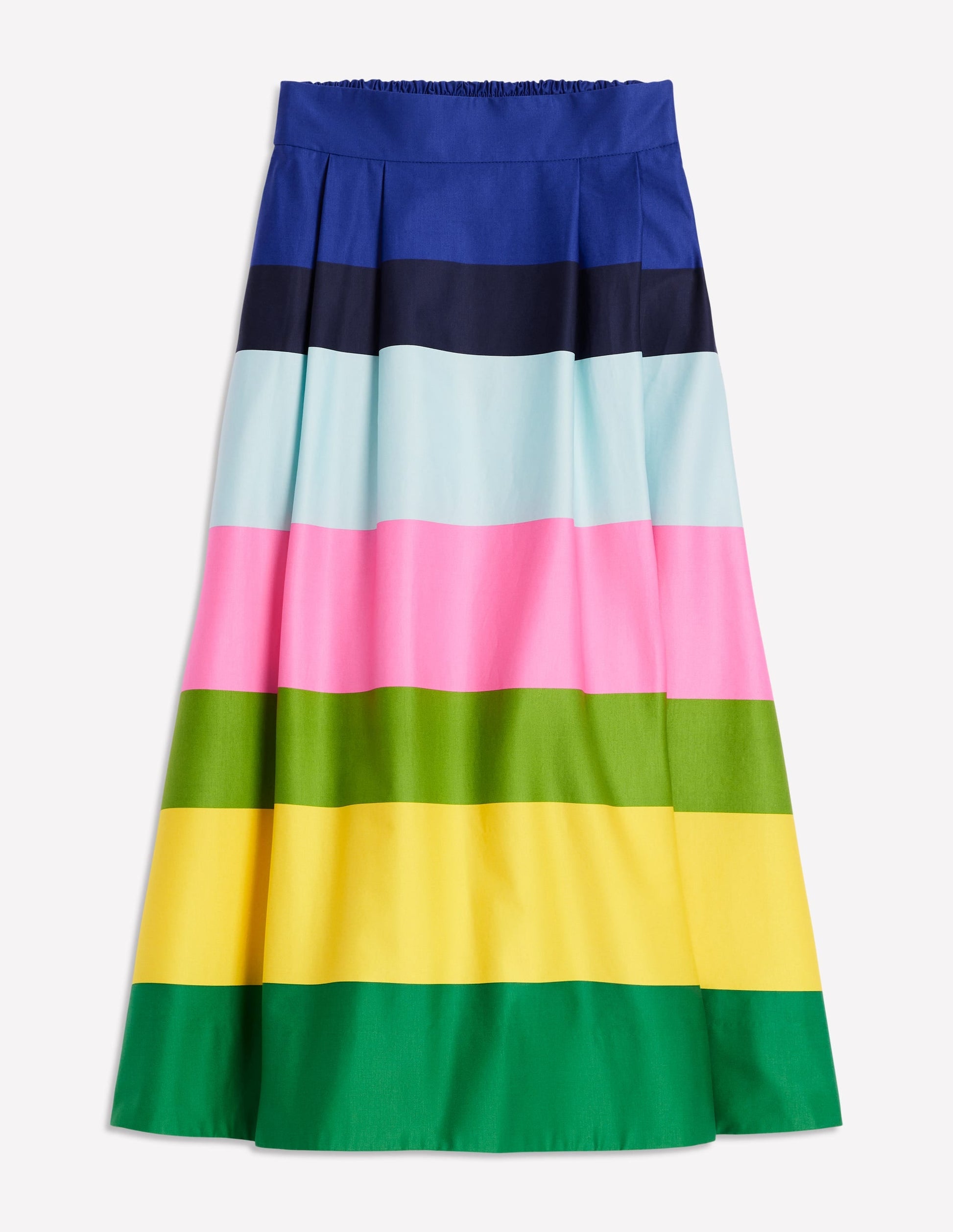 Isabella Cotton Sateen Skirt-Green and Pink Wide Stripe-6