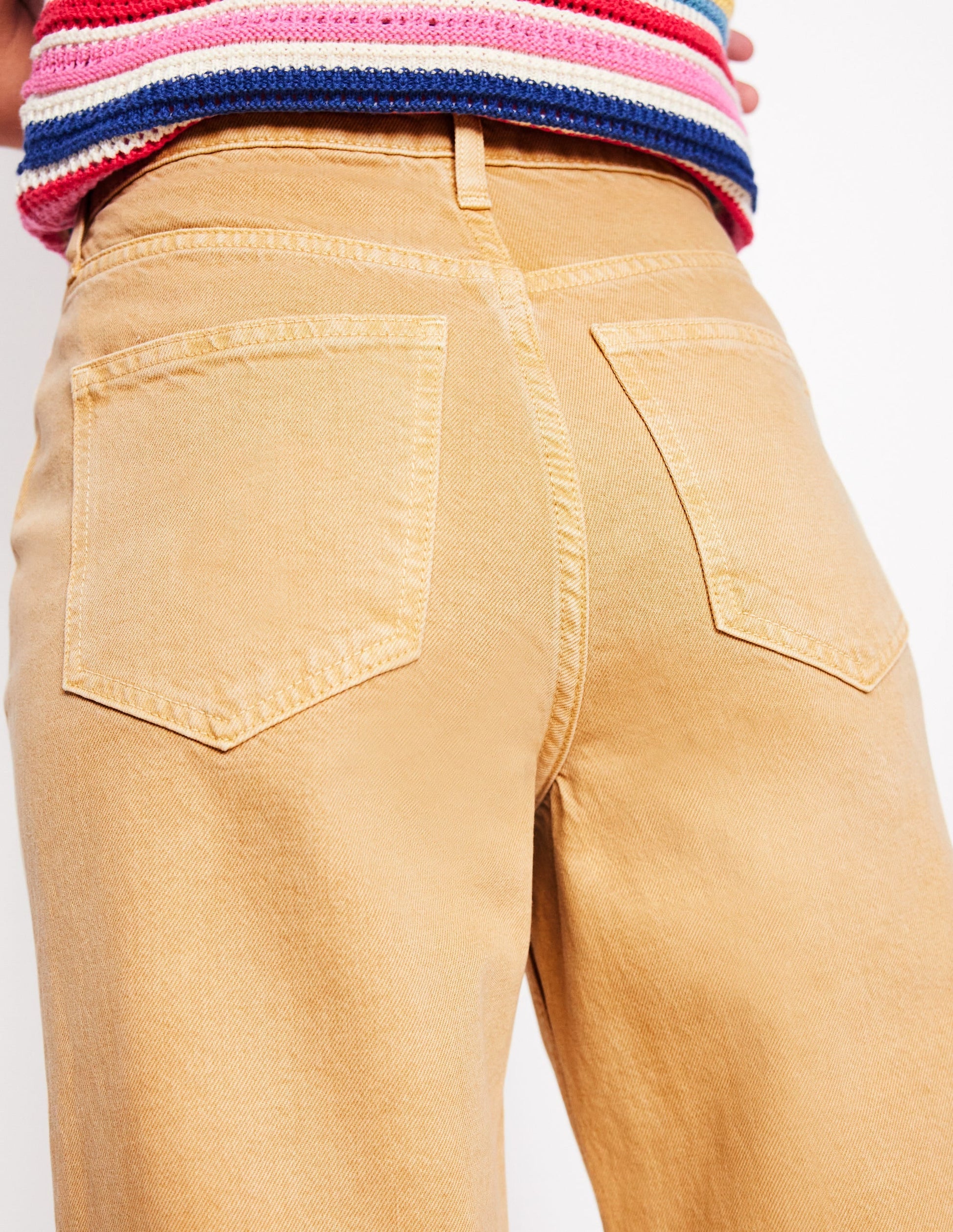 High Rise Straight Crop Jeans-Buttermilk Yellow-3