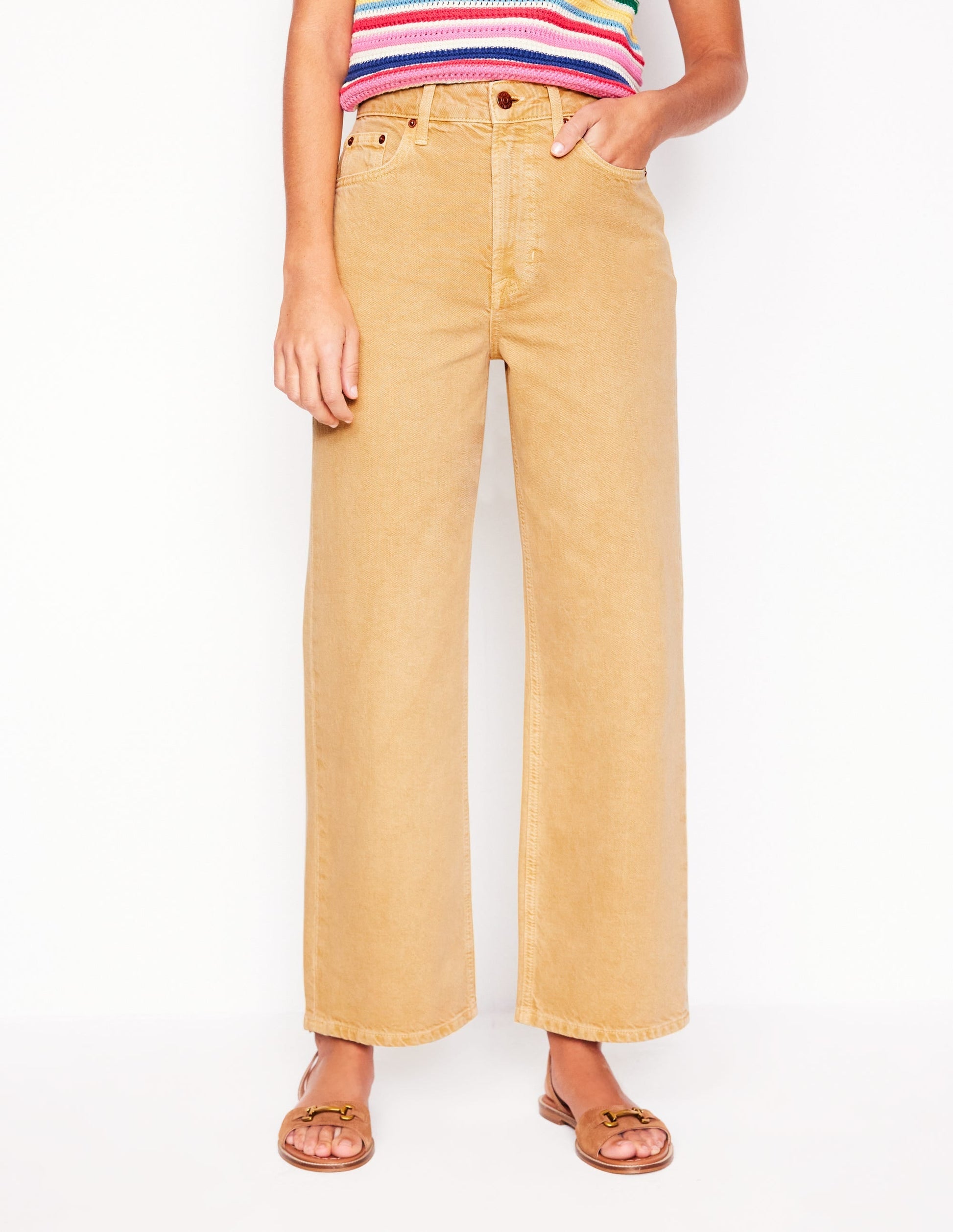 High Rise Straight Crop Jeans-Buttermilk Yellow-5