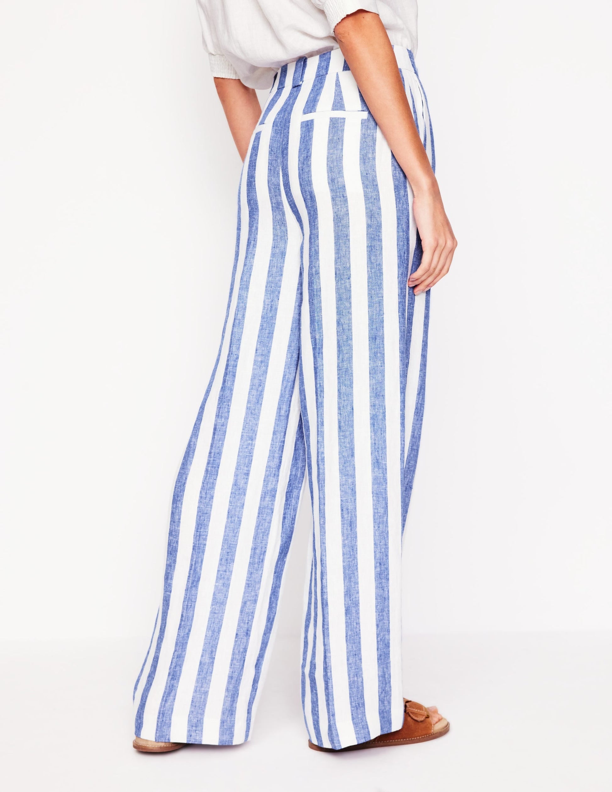 Westbourne Linen Trousers-Bright Blue Stripe-3