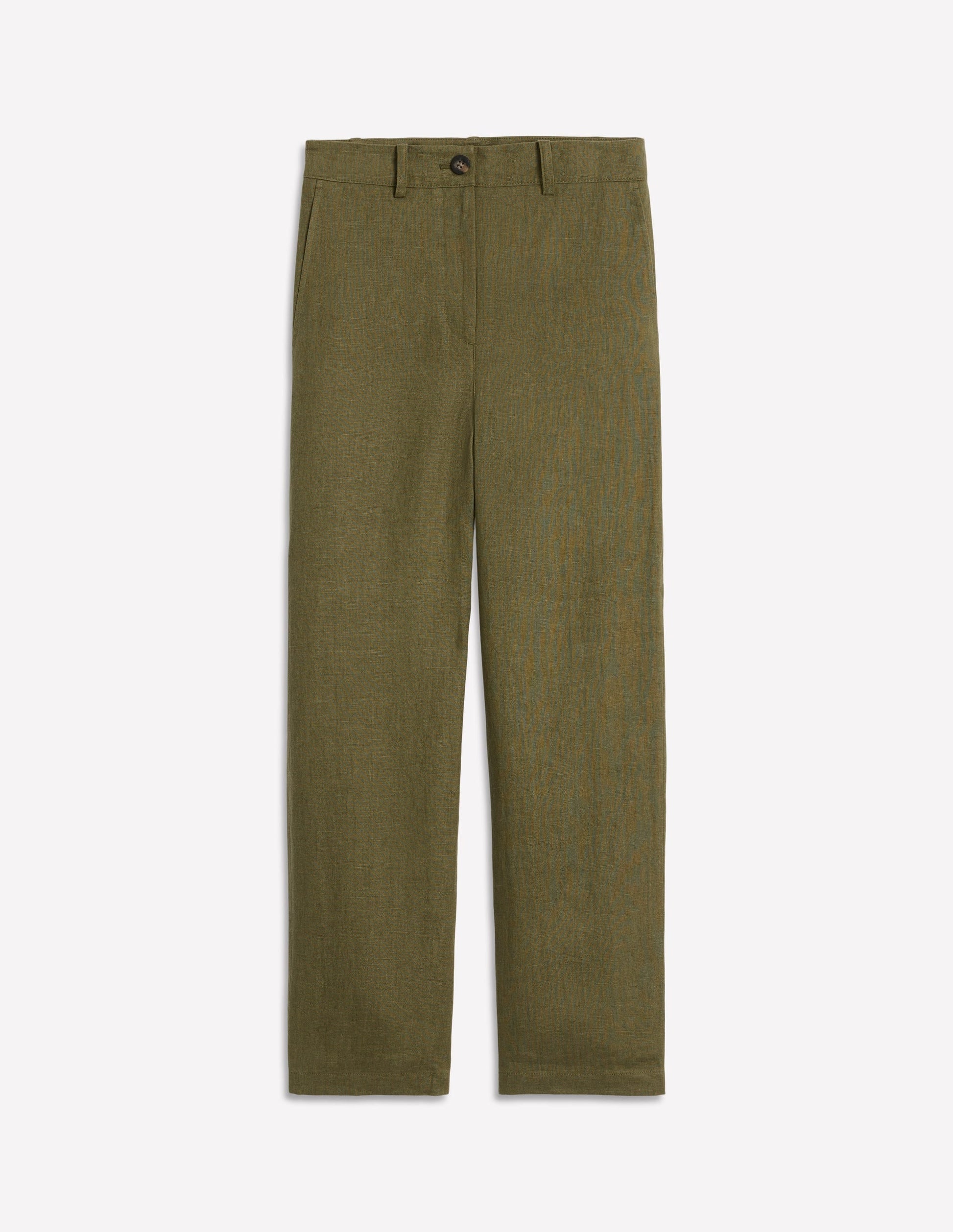 Westbourne Crop Linen Trousers-Woodland Green-6